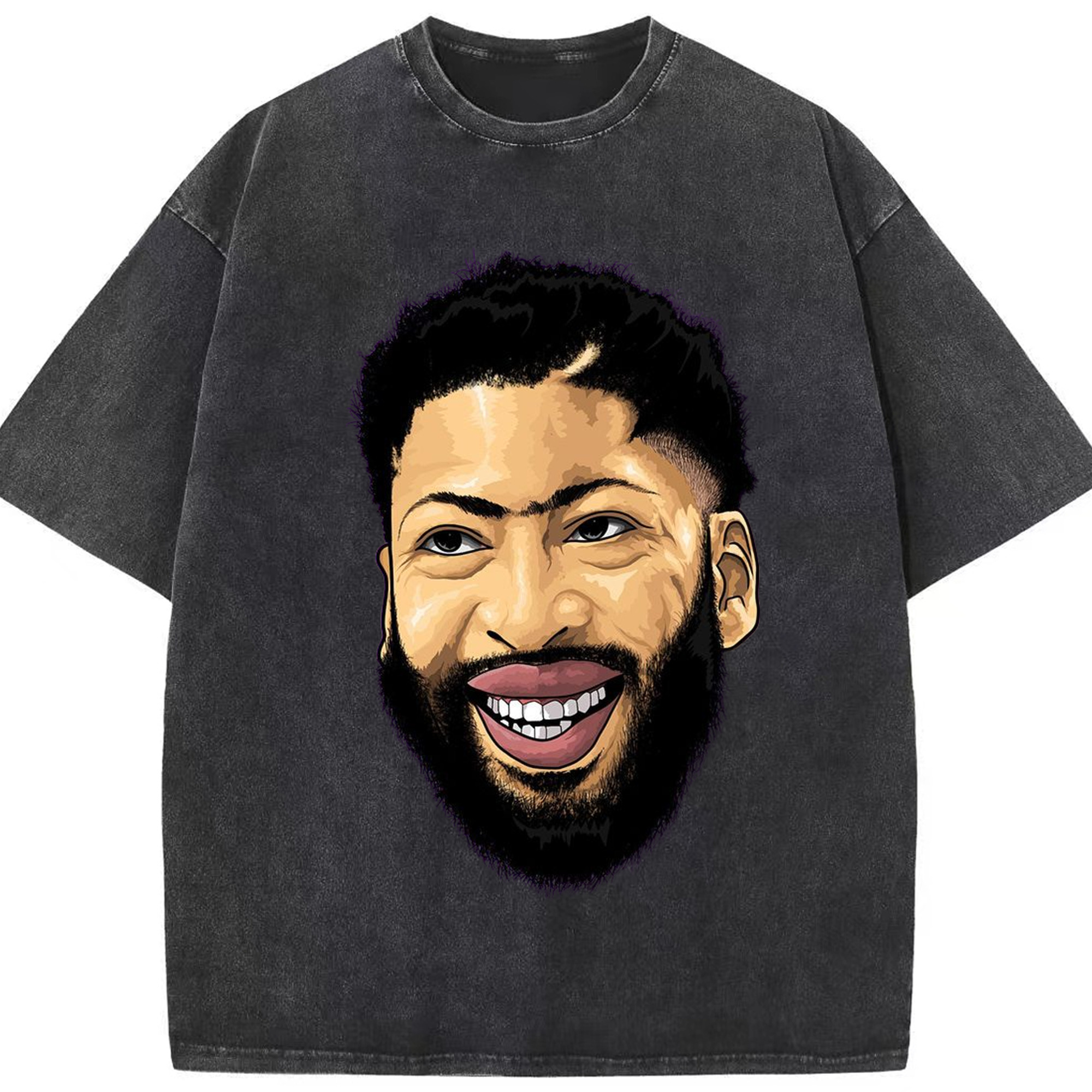 Anthony Davis Mavericks  Warriors Cartoon profile picture t-shirt - Washed Vintage Look 230g Cotton Oversized T-Shirt With Front Heat Transfer Print – Soft, Lightweight, Stylish Fit – Comfortable Casual Wear For Sports & Everyday Use