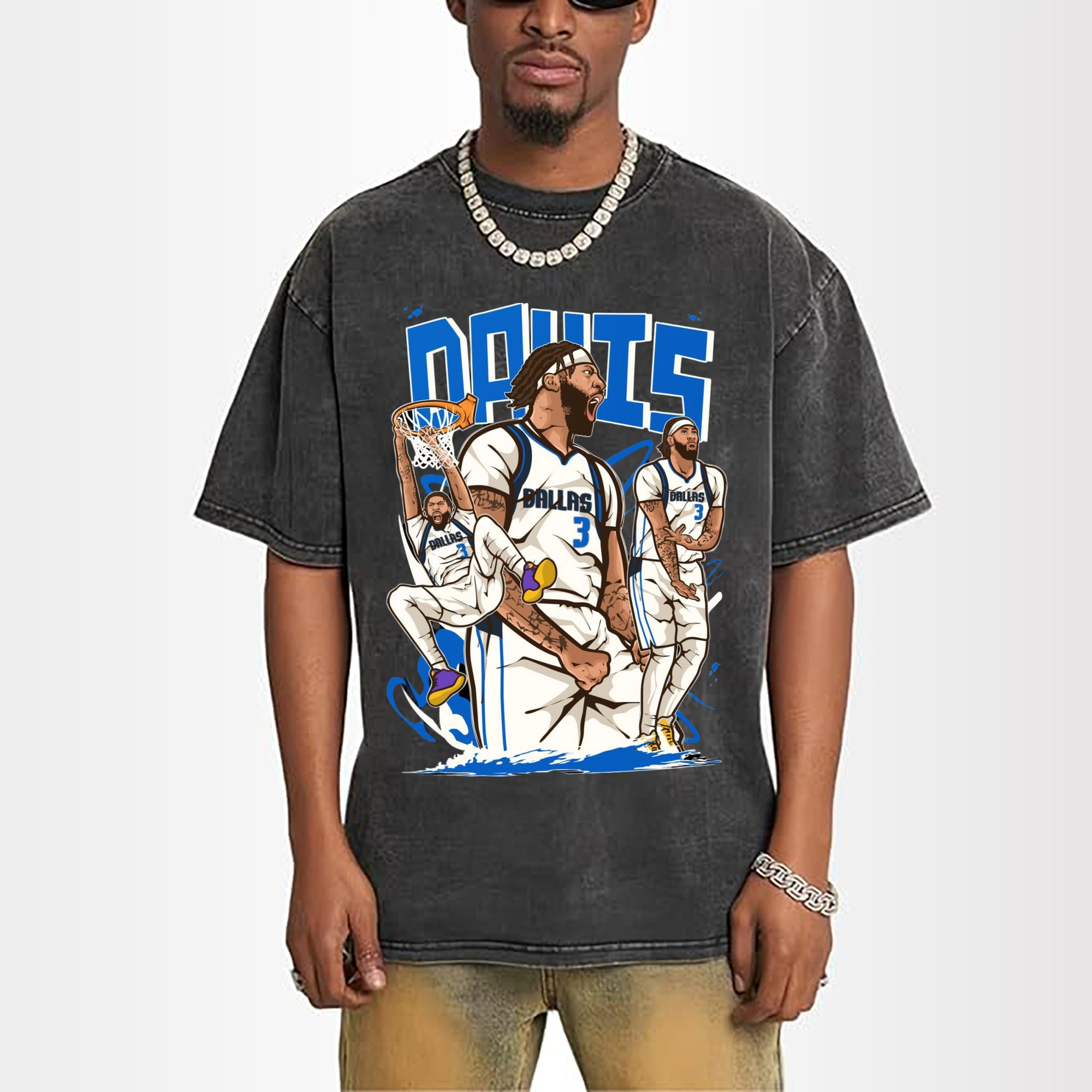 Anthony Davis Mavericks Cartoon style collage graphic tee
