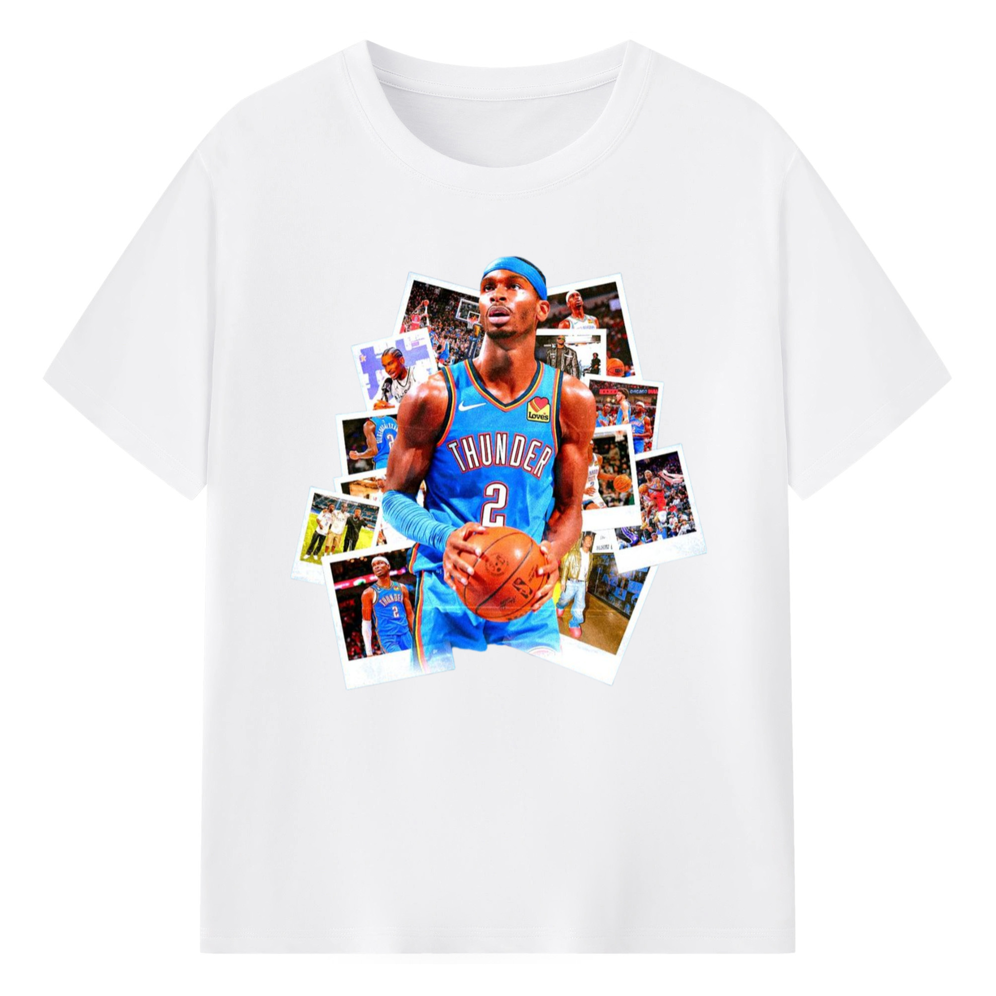 Shai Gilgeous-Alexander collage style Graphic Tee - 180g Cotton T-Shirt With Front Heat Transfer Print – Soft, Lightweight, Fitted Design – Comfortable Casual Wear For Sports & Everyday Use
