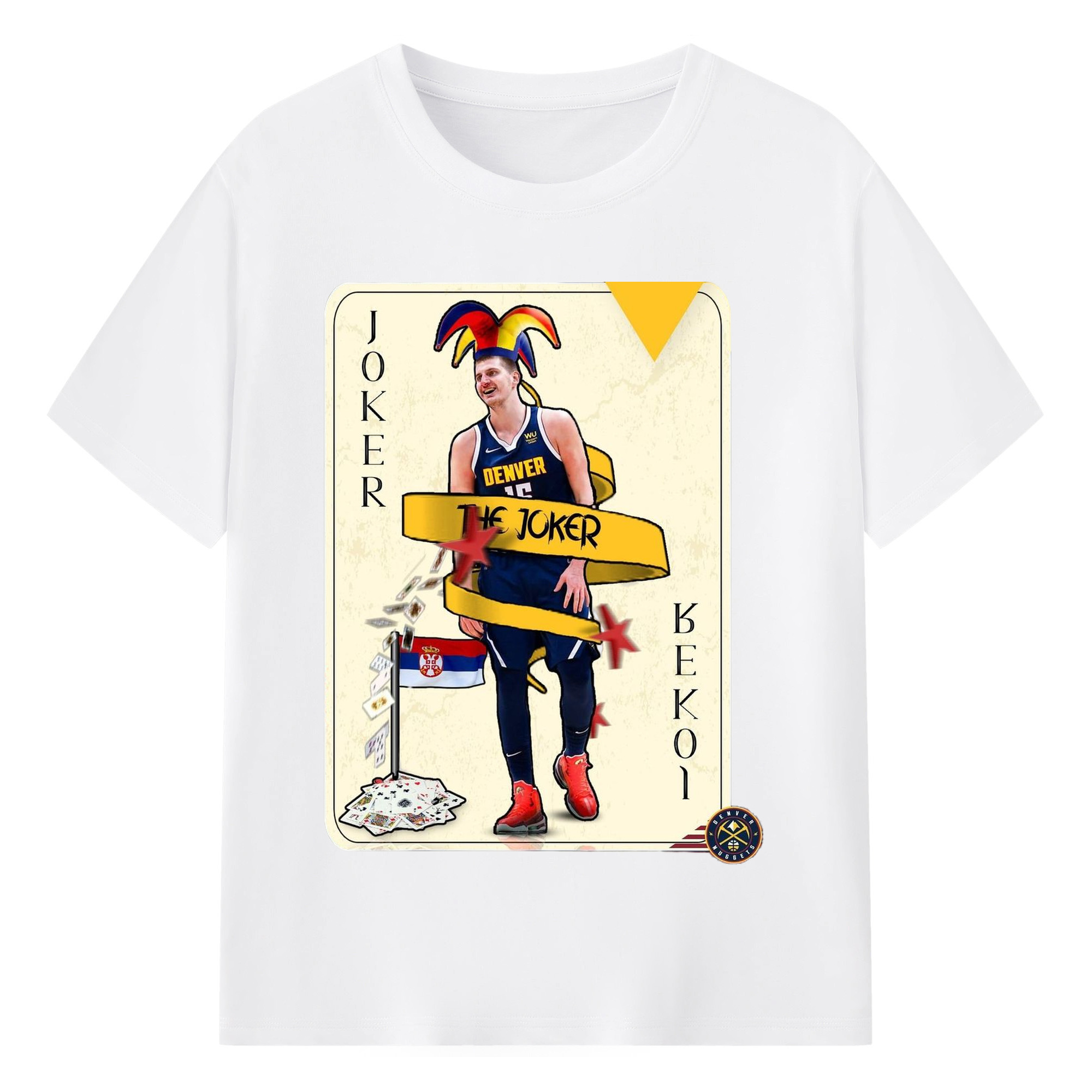 Nuggets The Joker Jokic #15 T-shirt - 180g Cotton T-Shirt With Front Heat Transfer Print – Soft, Lightweight, Fitted Design – Comfortable Casual Wear For Sports & Everyday Use