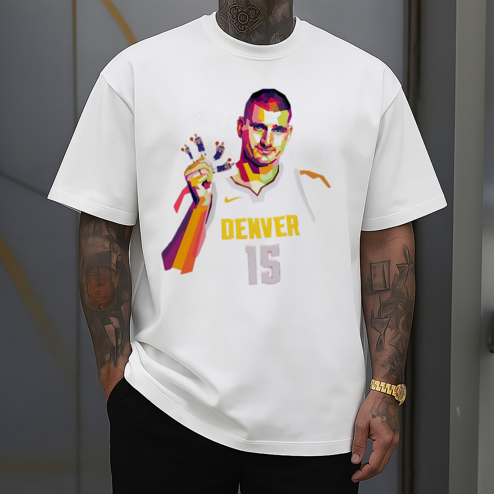 Nikola Jokić Nuggets Coloured drawing T-shirt