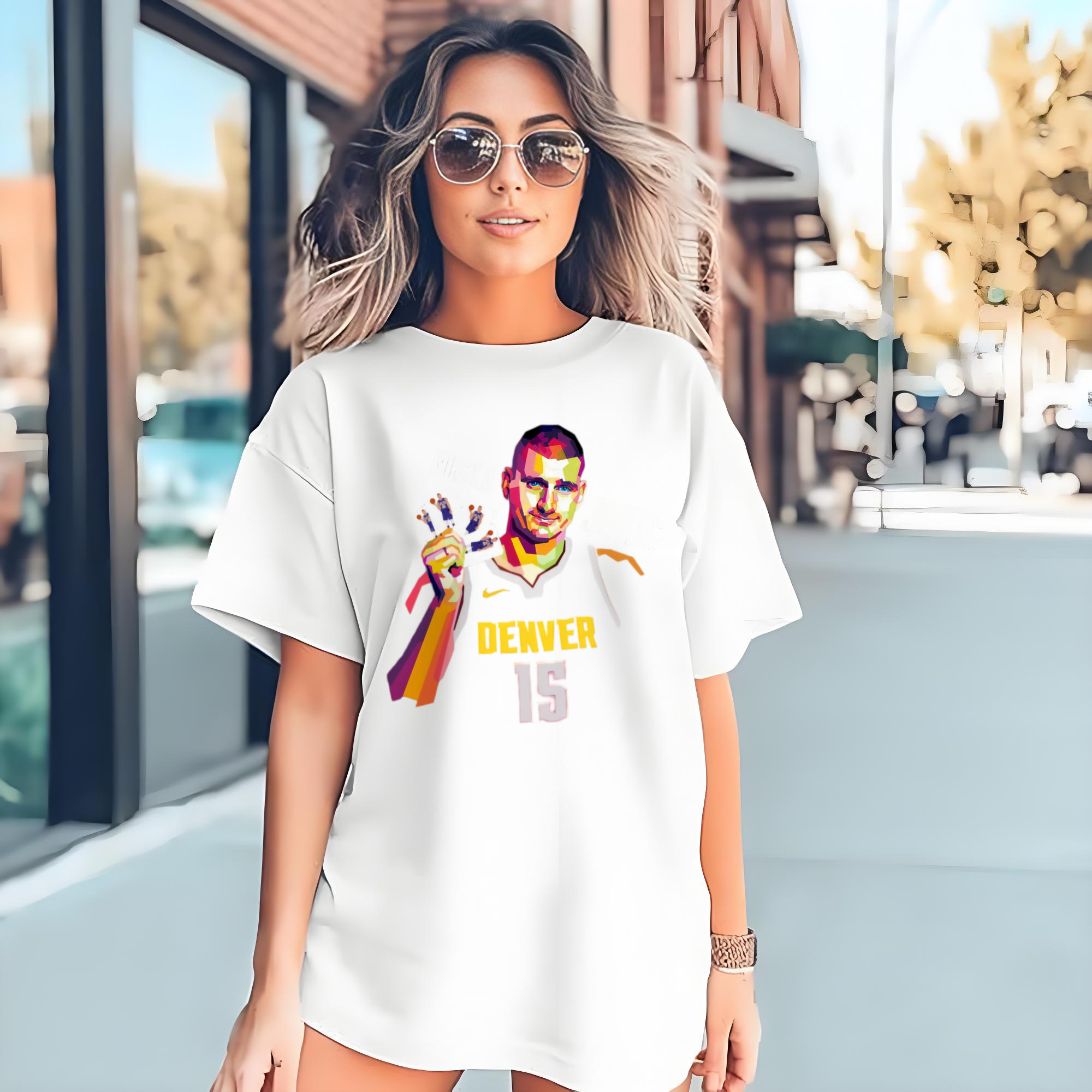 Nikola Jokić Nuggets Coloured drawing T-shirt