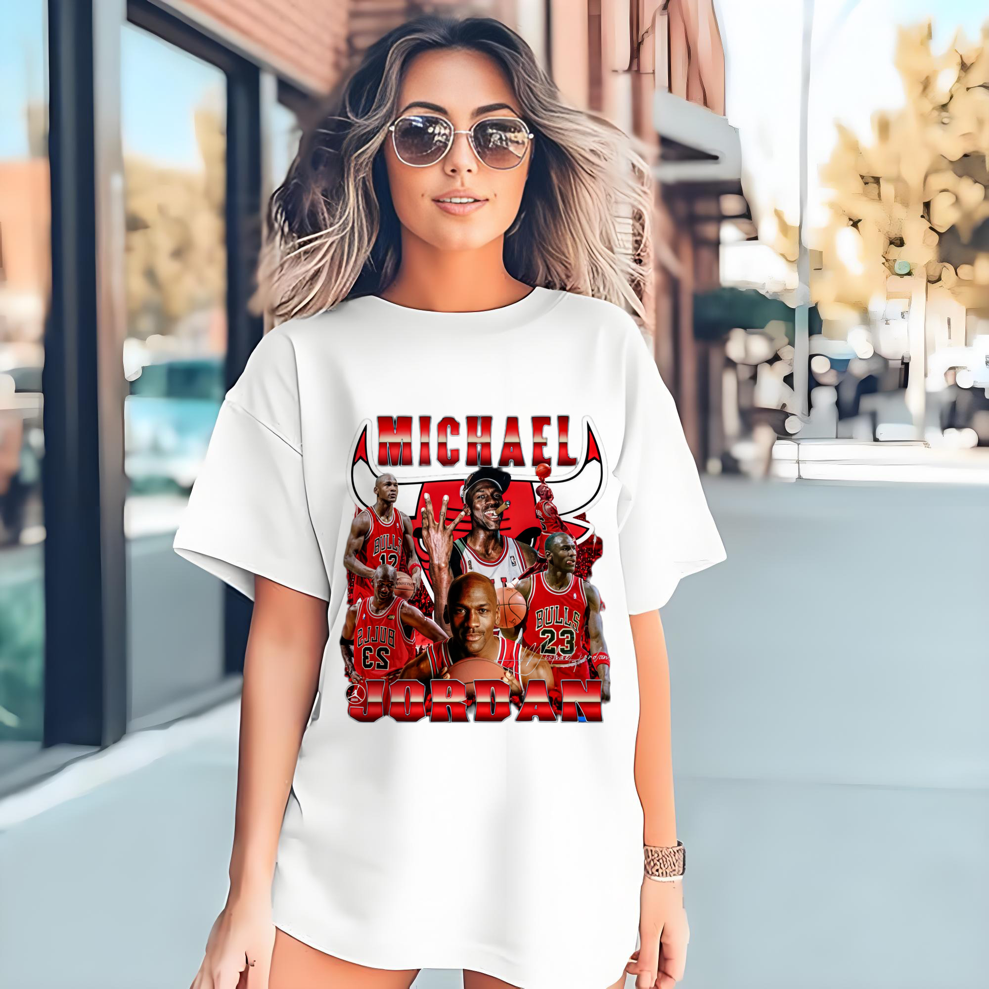 bulls Michael Jordan #23 Collage graphic T‑Shirt