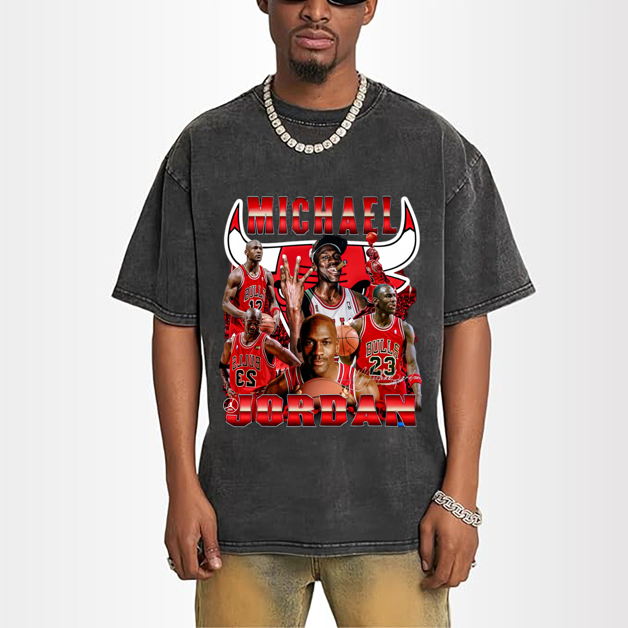 bulls Michael Jordan #23 Collage graphic T‑Shirt