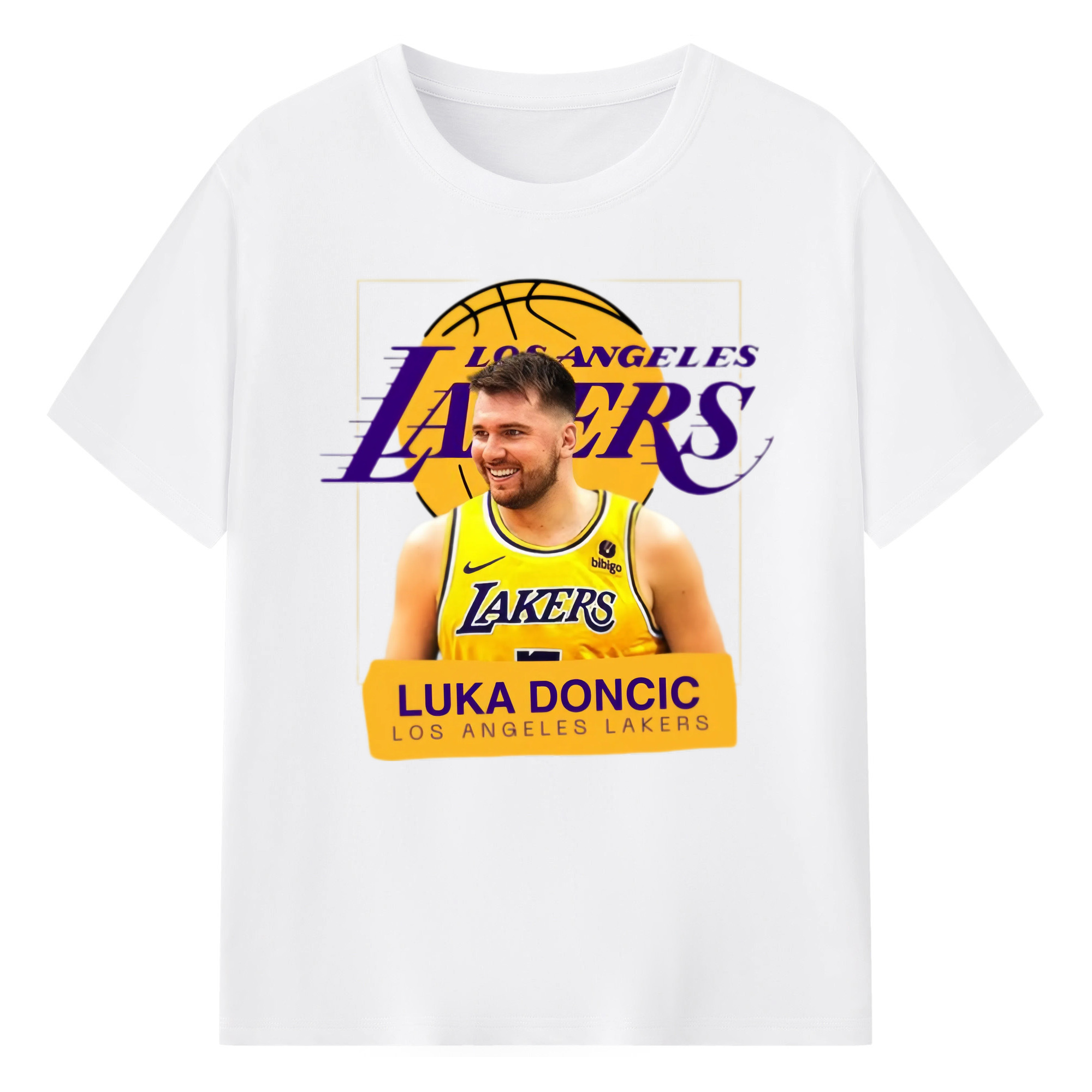 Luka Dončić Lakers #77  graphic T‑Shirt - 180g Cotton T-Shirt With Front Heat Transfer Print – Soft, Lightweight, Fitted Design – Comfortable Casual Wear For Sports & Everyday Use