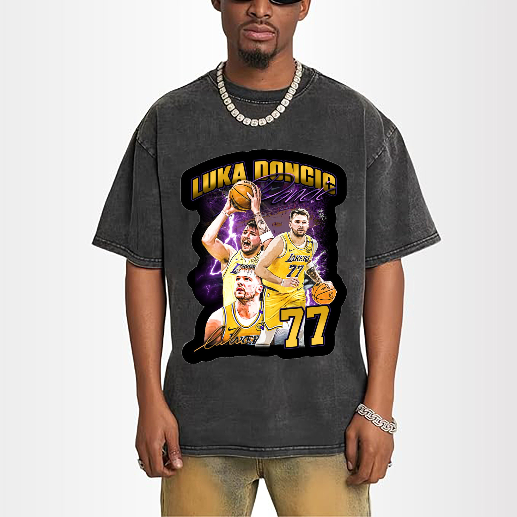 Luka Dončić Lakers #77 Collage icon T‑Shirt