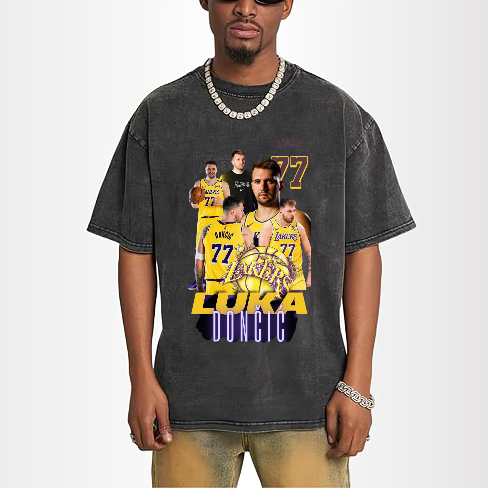 Luka Dončić Lakers #77 Collage graphic T‑Shirt