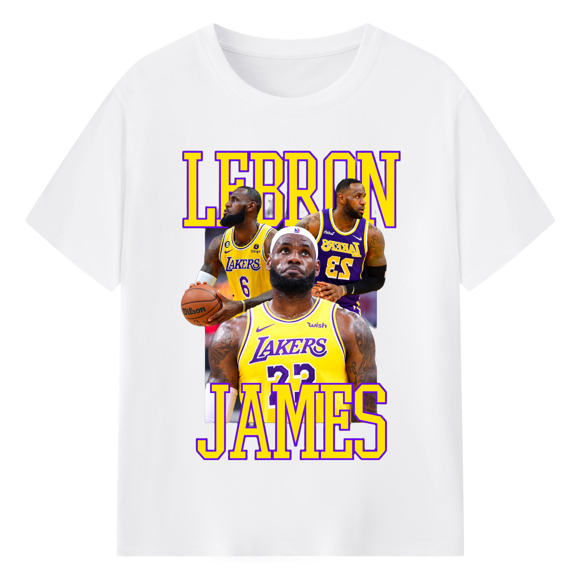 Lakers lebron james #6 #23 graphic T‑Shirt - 180g Cotton T-Shirt With Front Heat Transfer Print – Soft, Lightweight, Fitted Design – Comfortable Casual Wear For Sports & Everyday Use