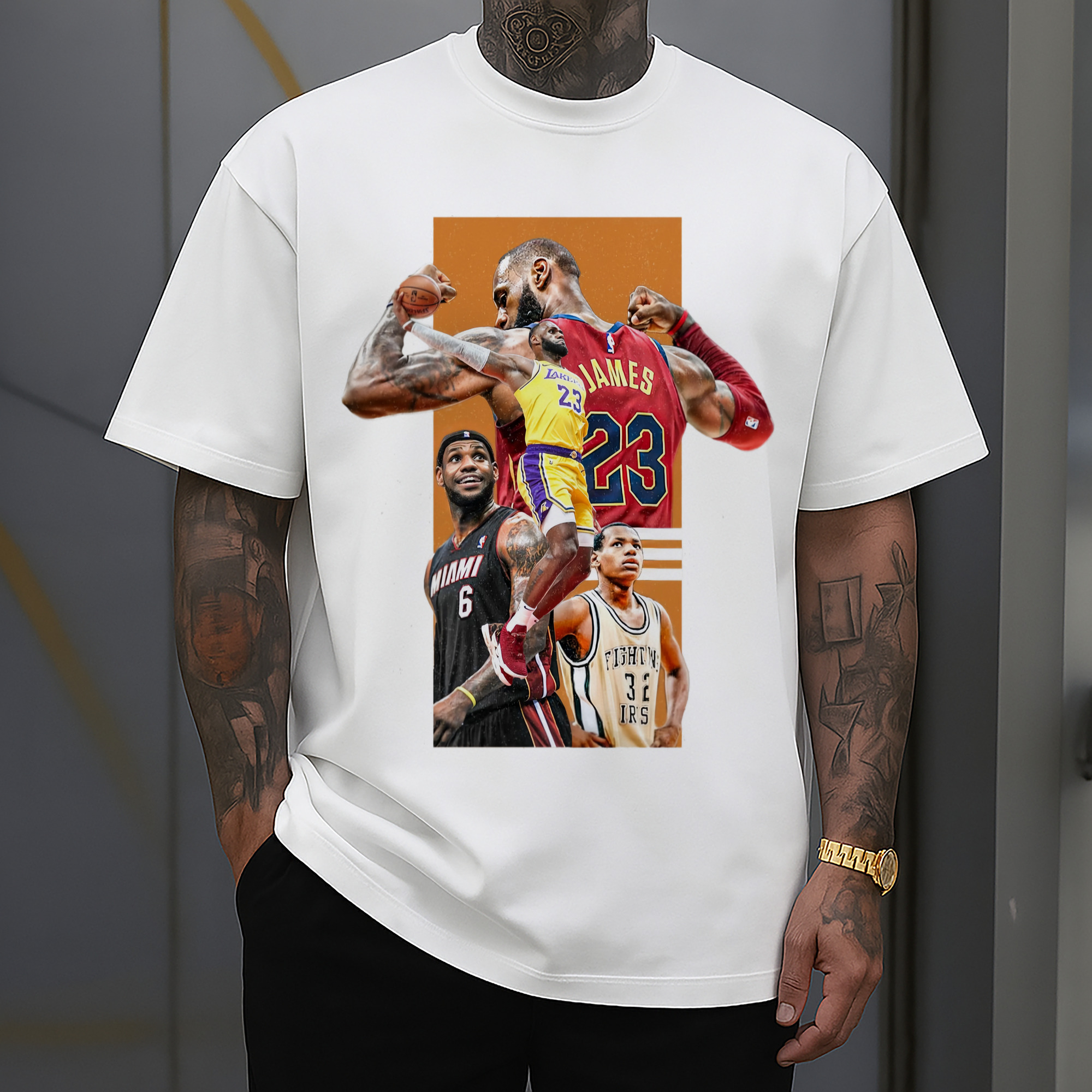 lebron james Different teams  collage graphic T‑Shirt
