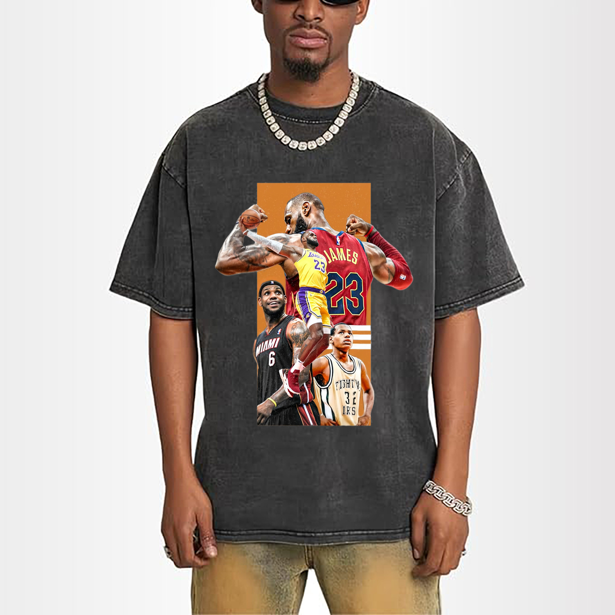 lebron james Different teams  collage graphic T‑Shirt