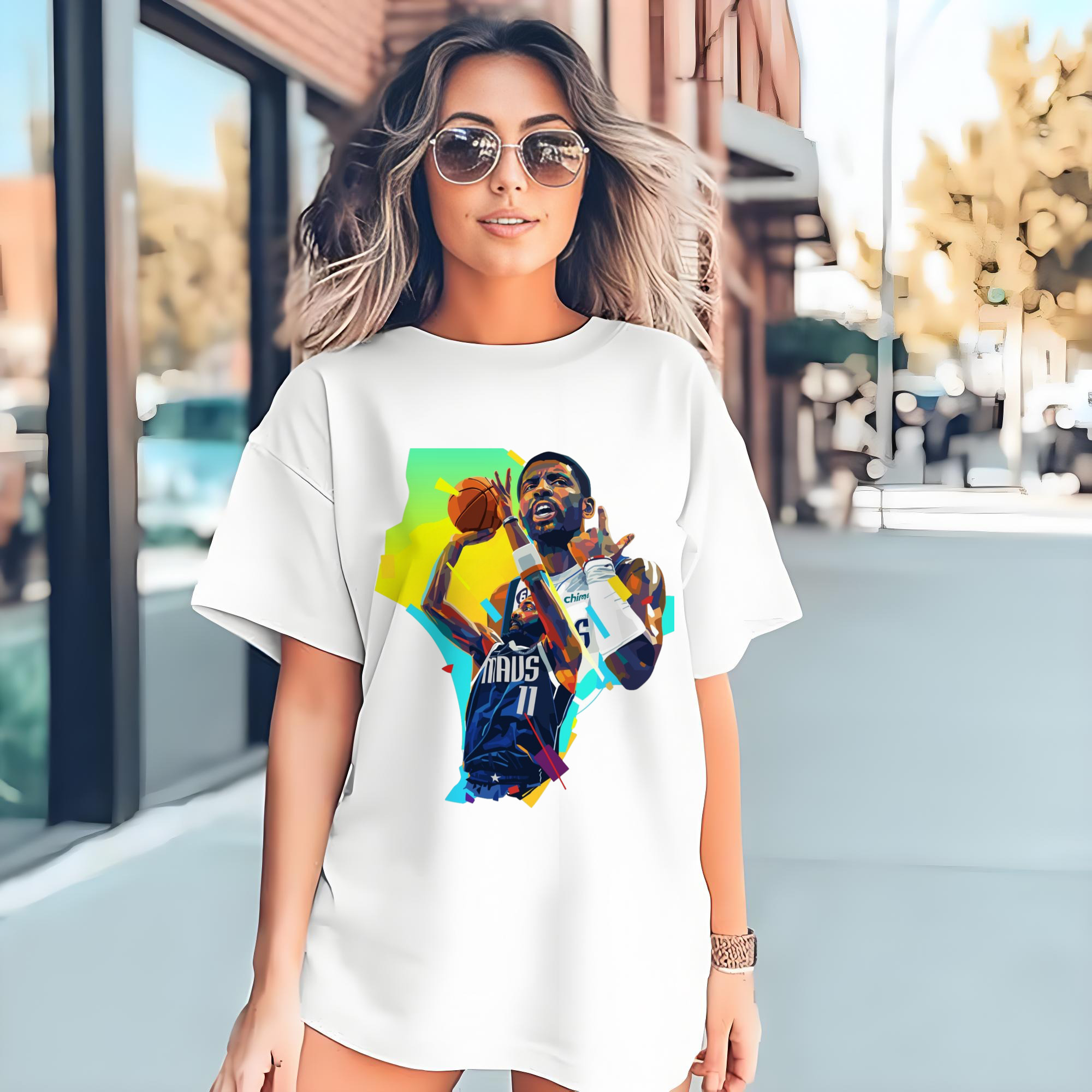 Kyrie Irving Mavericks Coloured drawing Shirt