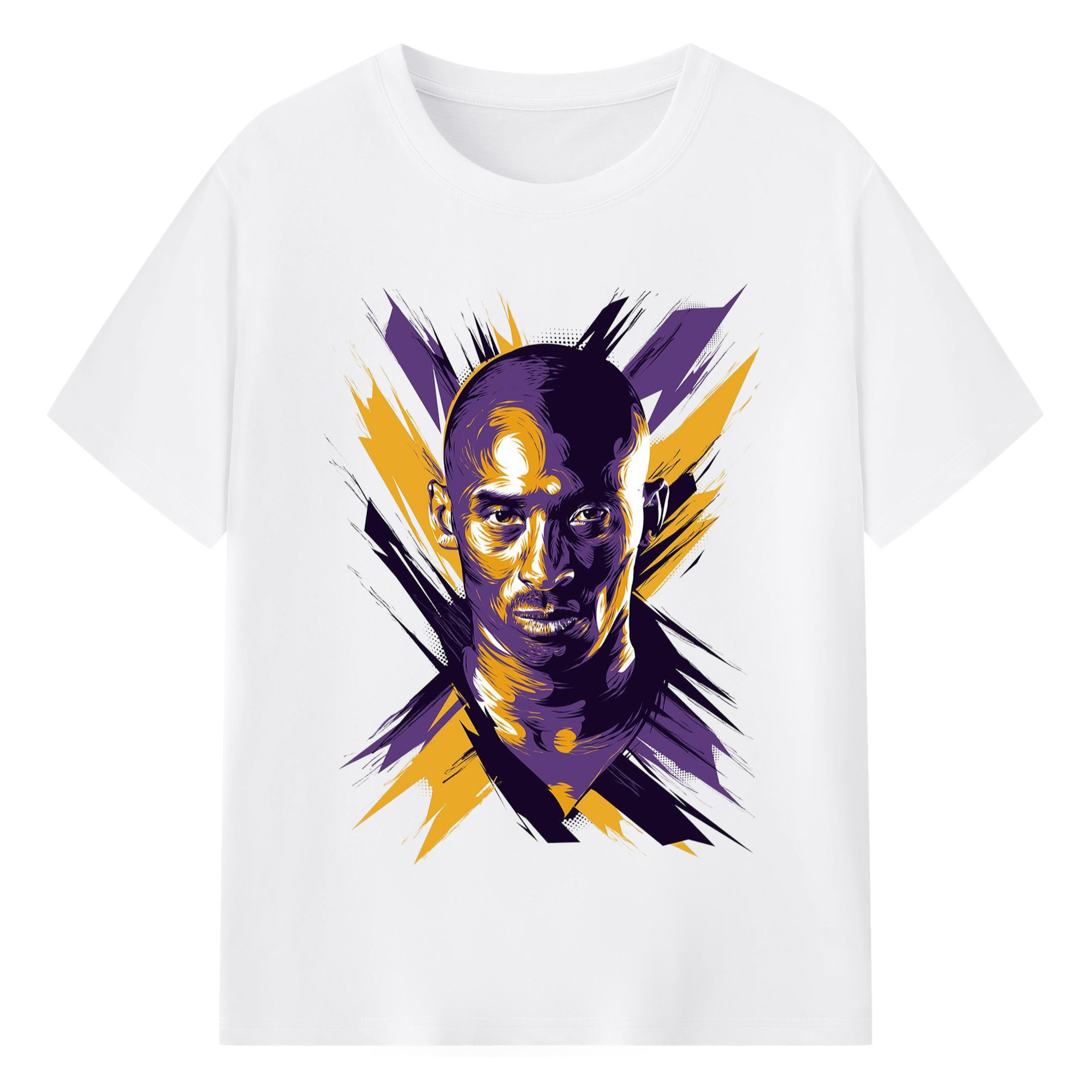 Kobe Painted portrait art tee - 180g Cotton T-Shirt With Front Heat Transfer Print – Soft, Lightweight, Fitted Design – Comfortable Casual Wear For Sports & Everyday Use