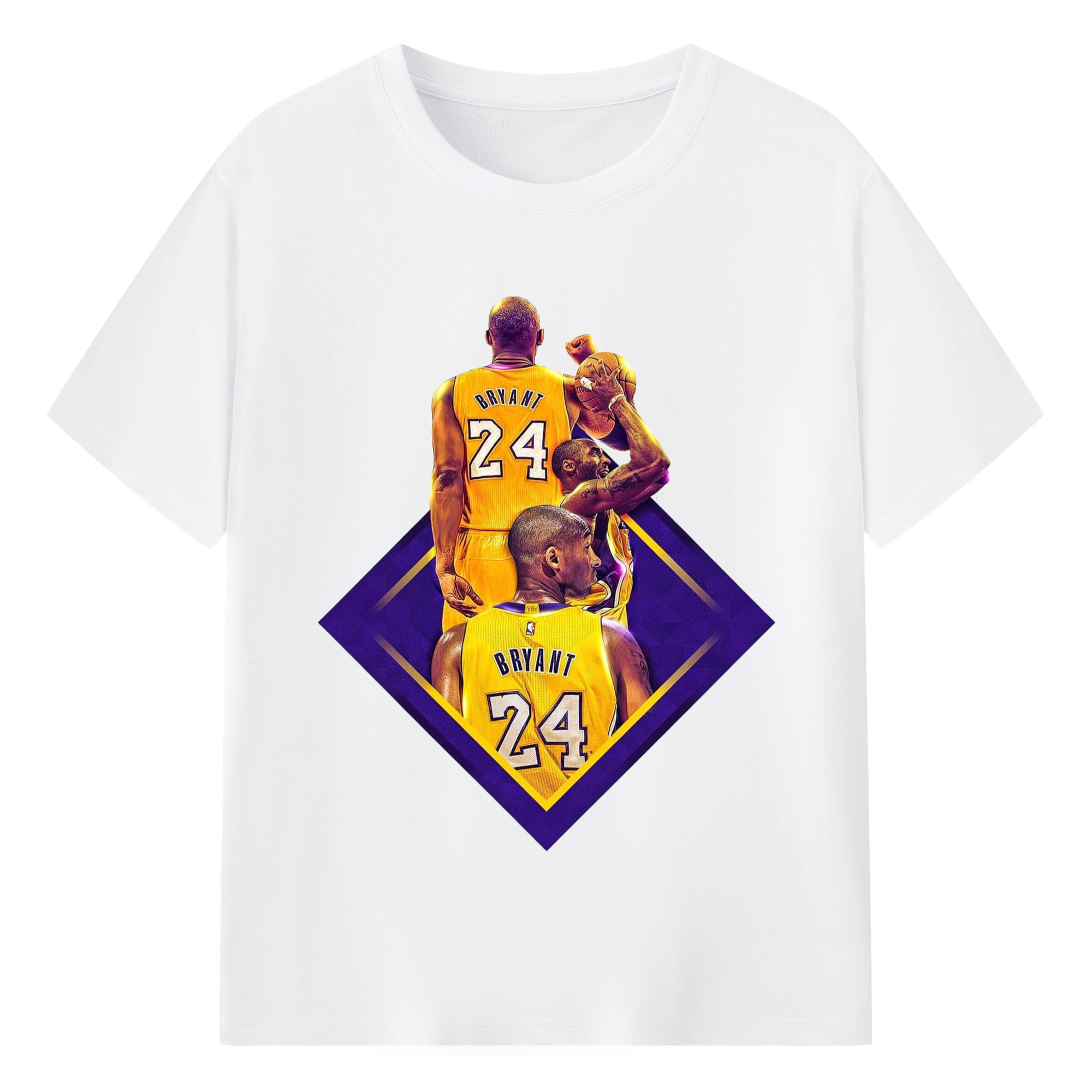 Lakers Legend Kobe Bryant  backsilhouette  T‑Shirt - 180g Cotton T-Shirt With Front Heat Transfer Print – Soft, Lightweight, Fitted Design – Comfortable Casual Wear For Sports & Everyday Use