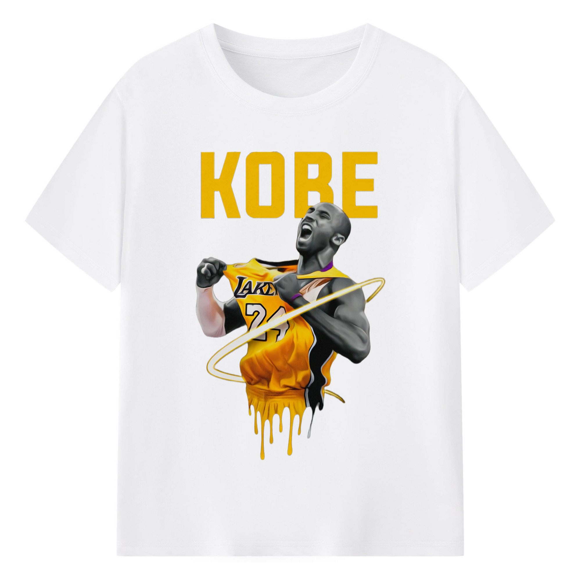 Lakers Kobe Bryant  Pull the jersey Comic t-shirt - 180g Cotton T-Shirt With Front Heat Transfer Print – Soft, Lightweight, Fitted Design – Comfortable Casual Wear For Sports & Everyday Use