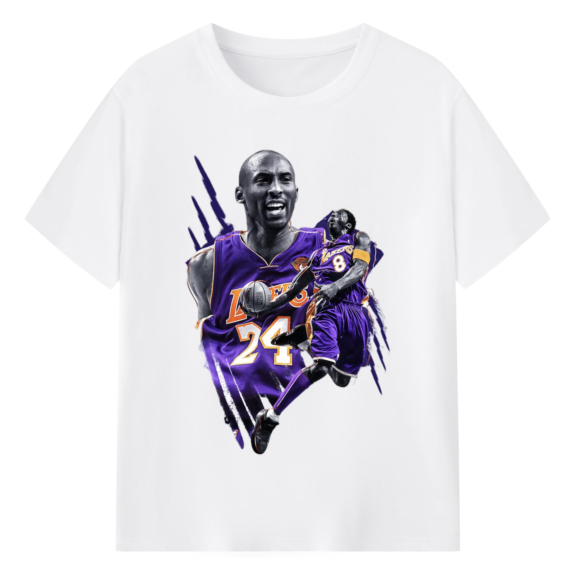 Kobe Bryant #24 Graphic T‑Shirt - 180g Cotton T-Shirt With Front Heat Transfer Print – Soft, Lightweight, Fitted Design – Comfortable Casual Wear For Sports & Everyday Use
