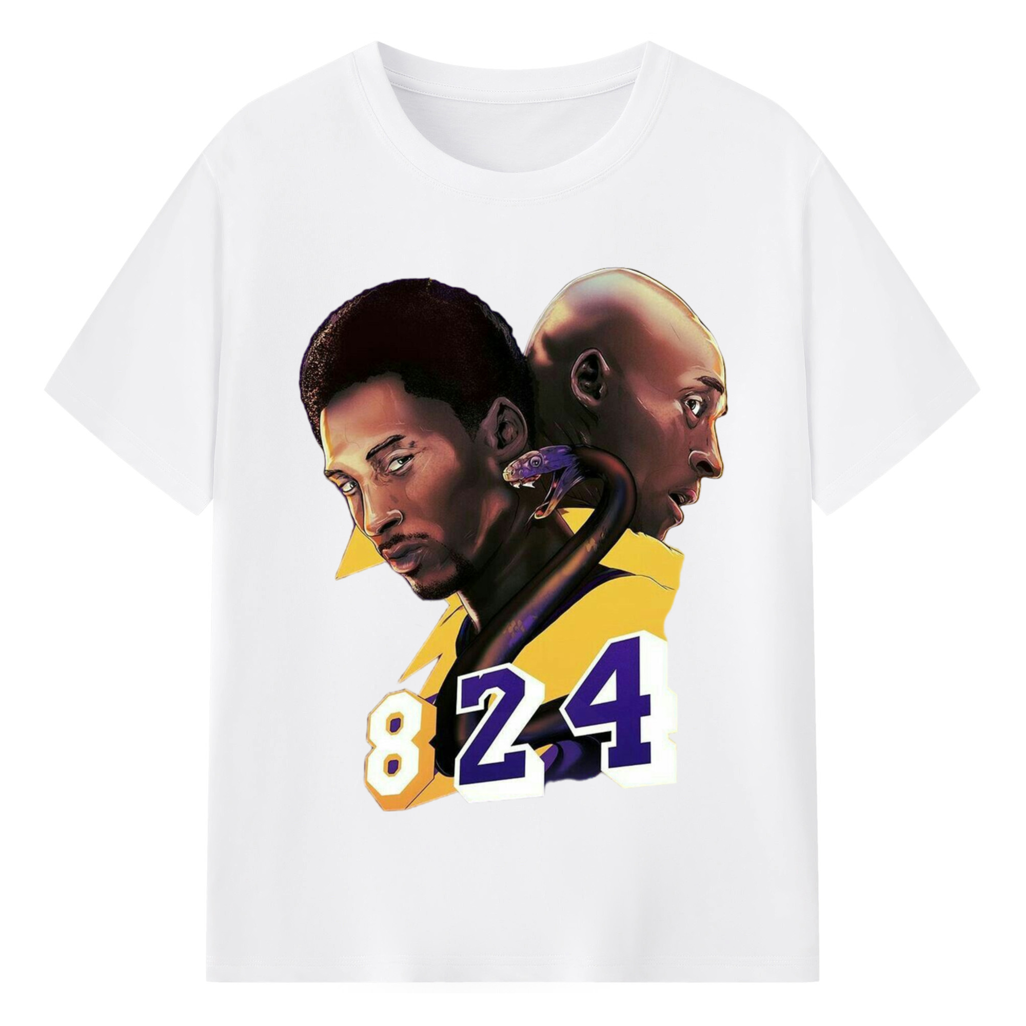 Kobe bryant #8 #24 cartoon T‑Shirt - 180g Cotton T-Shirt With Front Heat Transfer Print – Soft, Lightweight, Fitted Design – Comfortable Casual Wear For Sports & Everyday Use