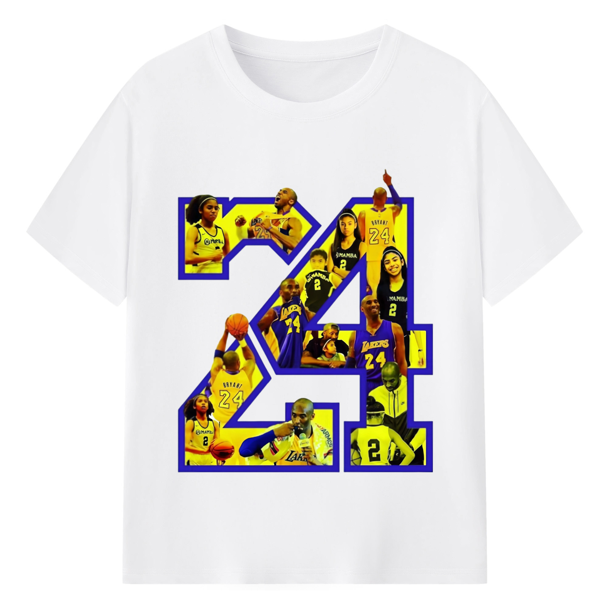 Kobe and gianna bryant #24 graphic T‑Shirt - 180g Cotton T-Shirt With Front Heat Transfer Print – Soft, Lightweight, Fitted Design – Comfortable Casual Wear For Sports & Everyday Use