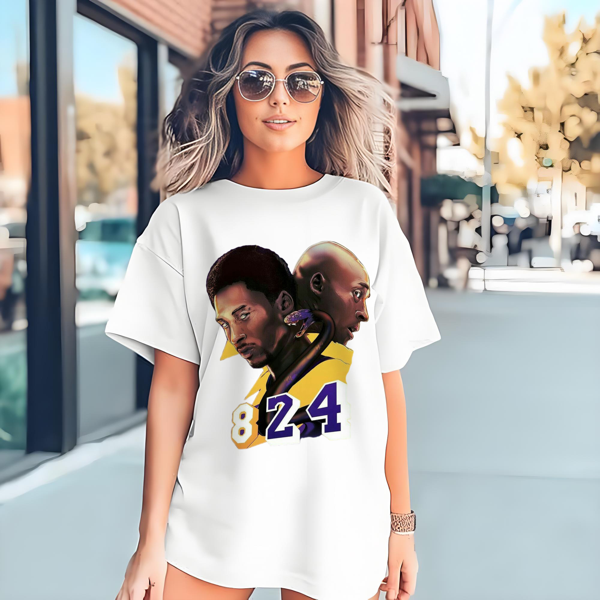 kobe bryant #8 #24 cartoon T‑Shirt