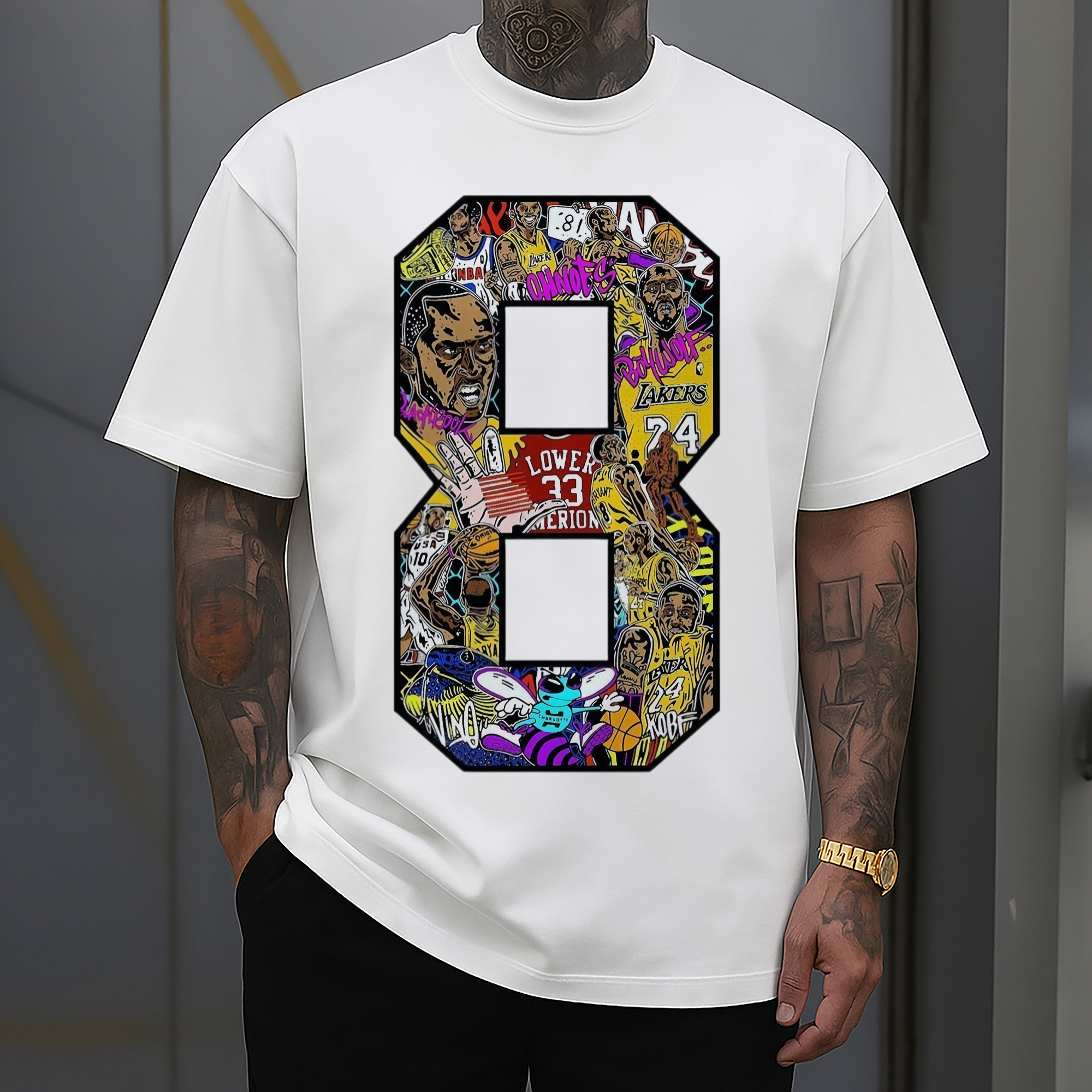 Kobe Bryant #8  number collage T‑Shirt