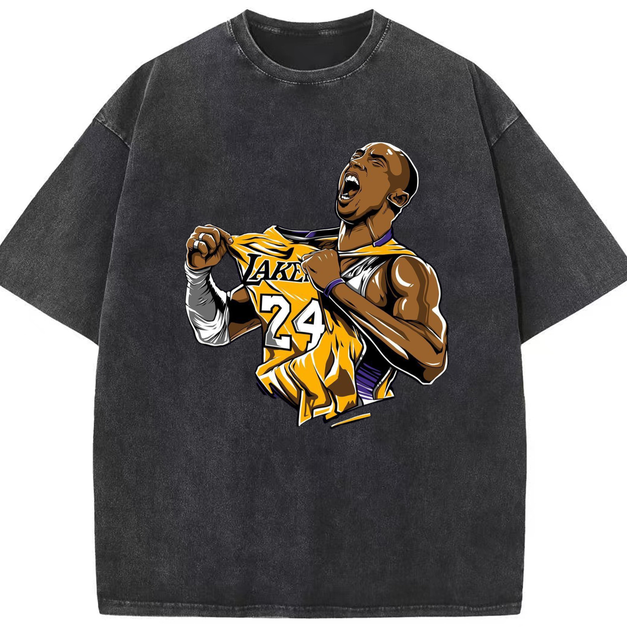 Kobe Bryant  Pull the jersey Comic t-shirt - Washed Vintage Look 230g Cotton Oversized T-Shirt With Front Heat Transfer Print – Soft, Lightweight, Stylish Fit – Comfortable Casual Wear For Sports & Everyday Use