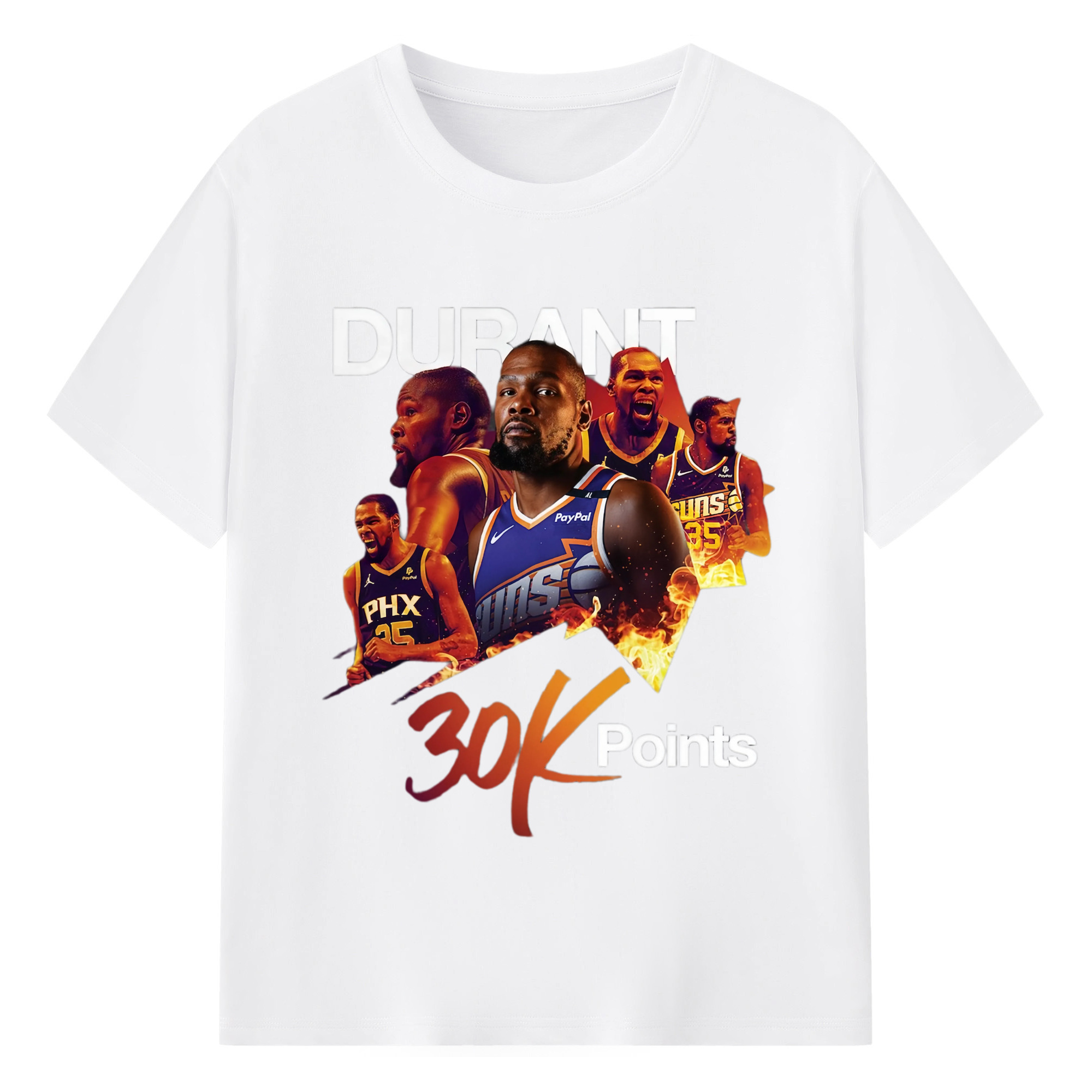 Kevin Durant suns #7 collage T‑shirt - 180g Cotton T-Shirt With Front Heat Transfer Print – Soft, Lightweight, Fitted Design – Comfortable Casual Wear For Sports & Everyday Use