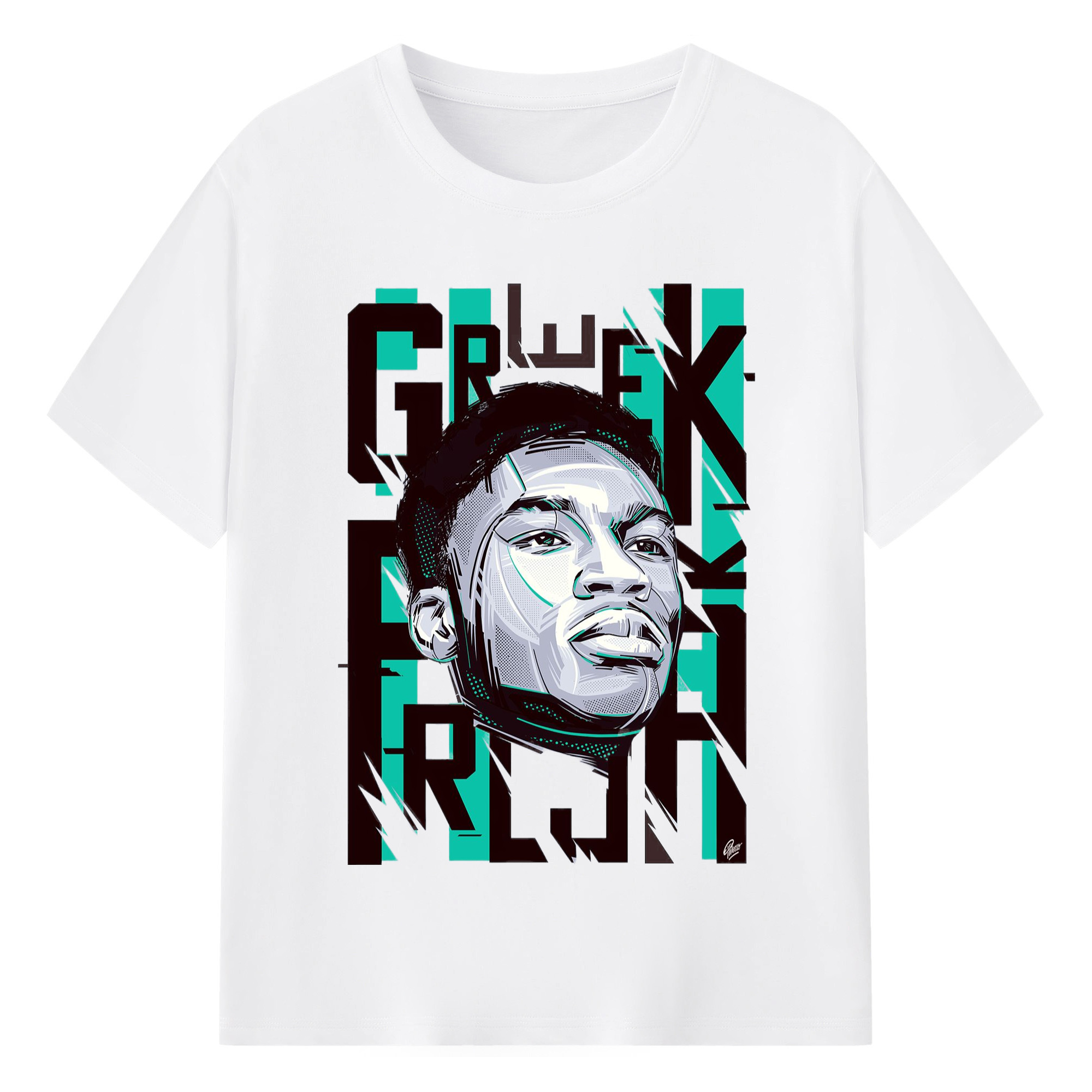 Bucks Giannis Antetokounmpo #34 Cartoon avatar T-shirt - 180g Cotton T-Shirt With Front Heat Transfer Print – Soft, Lightweight, Fitted Design – Comfortable Casual Wear For Sports & Everyday Use