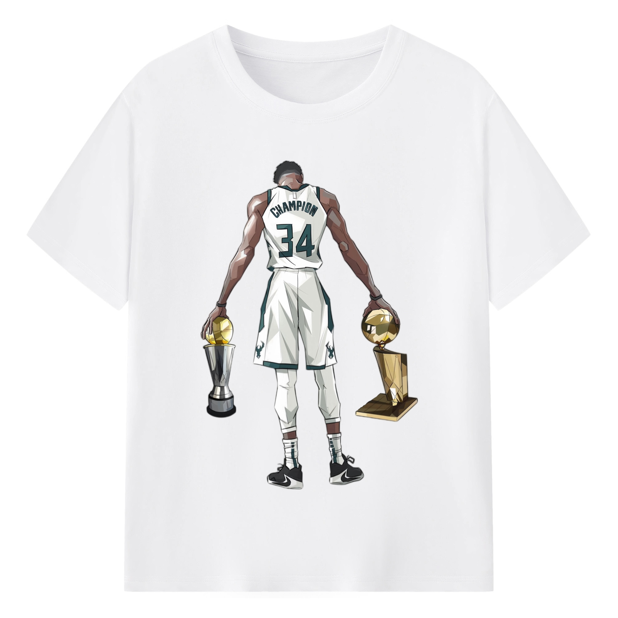Giannis Antetokounmpo  FMVP T-shirt - 180g Cotton T-Shirt With Front Heat Transfer Print – Soft, Lightweight, Fitted Design – Comfortable Casual Wear For Sports & Everyday Use