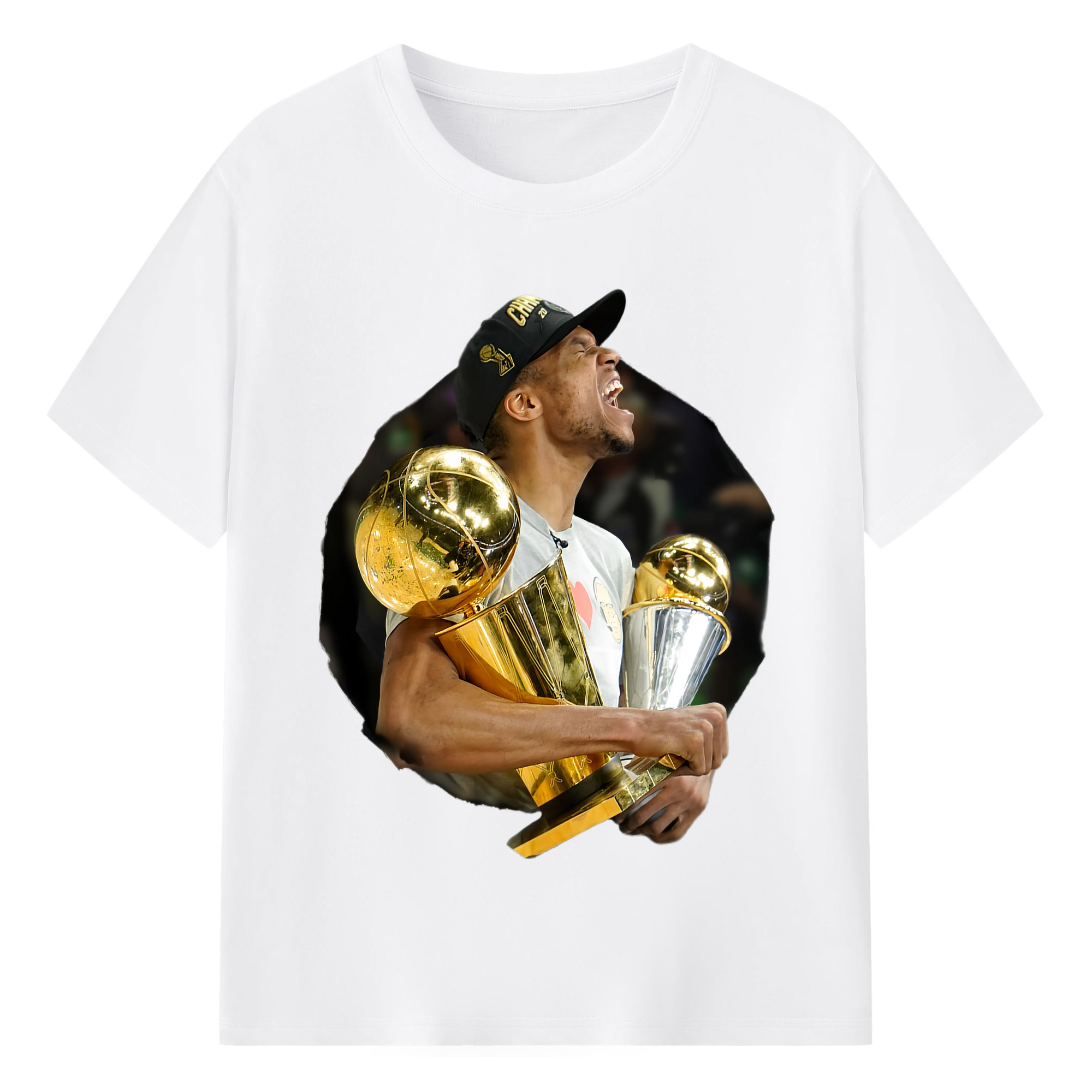 Giannis Antetokounmpo Finals FMVP T-shirt - 180g Cotton T-Shirt With Front Heat Transfer Print – Soft, Lightweight, Fitted Design – Comfortable Casual Wear For Sports & Everyday Use