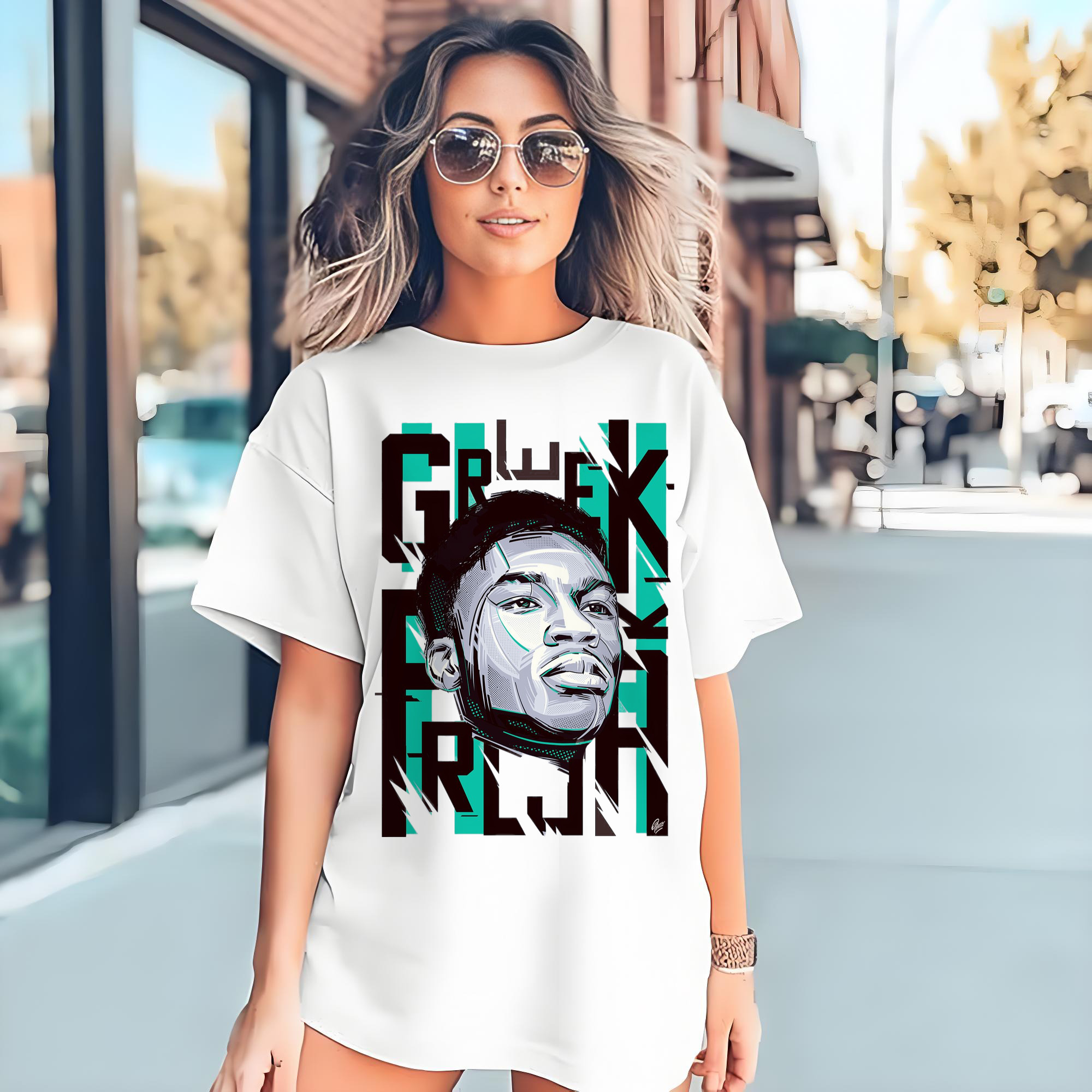 bucks Giannis Antetokounmpo #34 Cartoon avatar T-shirt