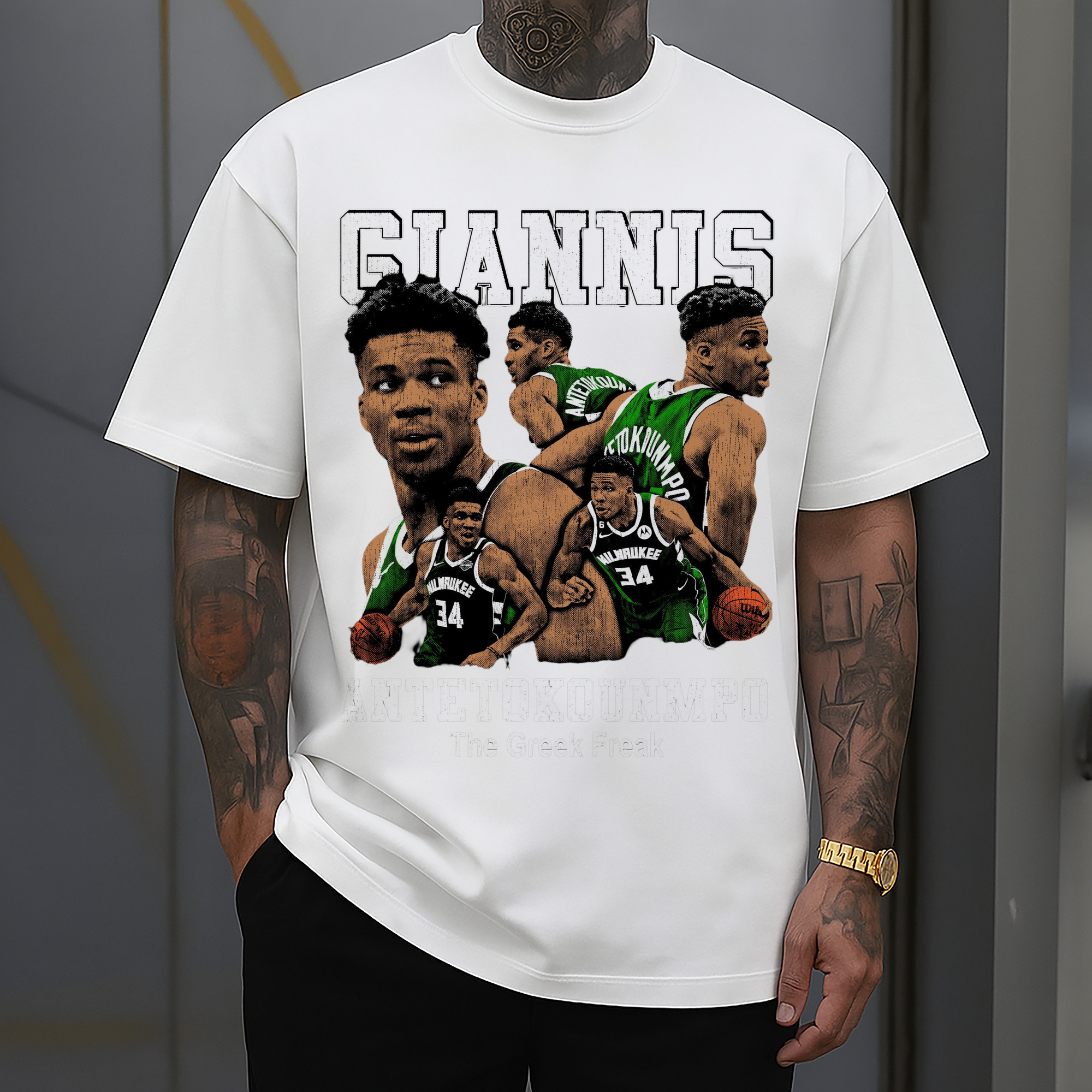 Giannis Antetokounmpo #34 collage T-shirt