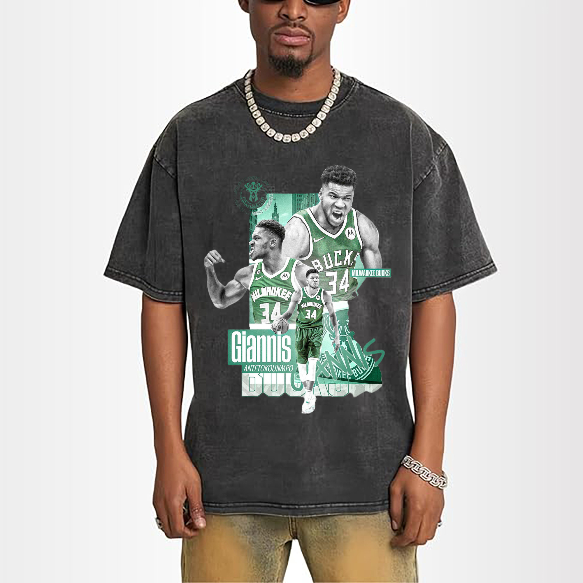 bucks Giannis Antetokounmpo #34 graphic T-shirt