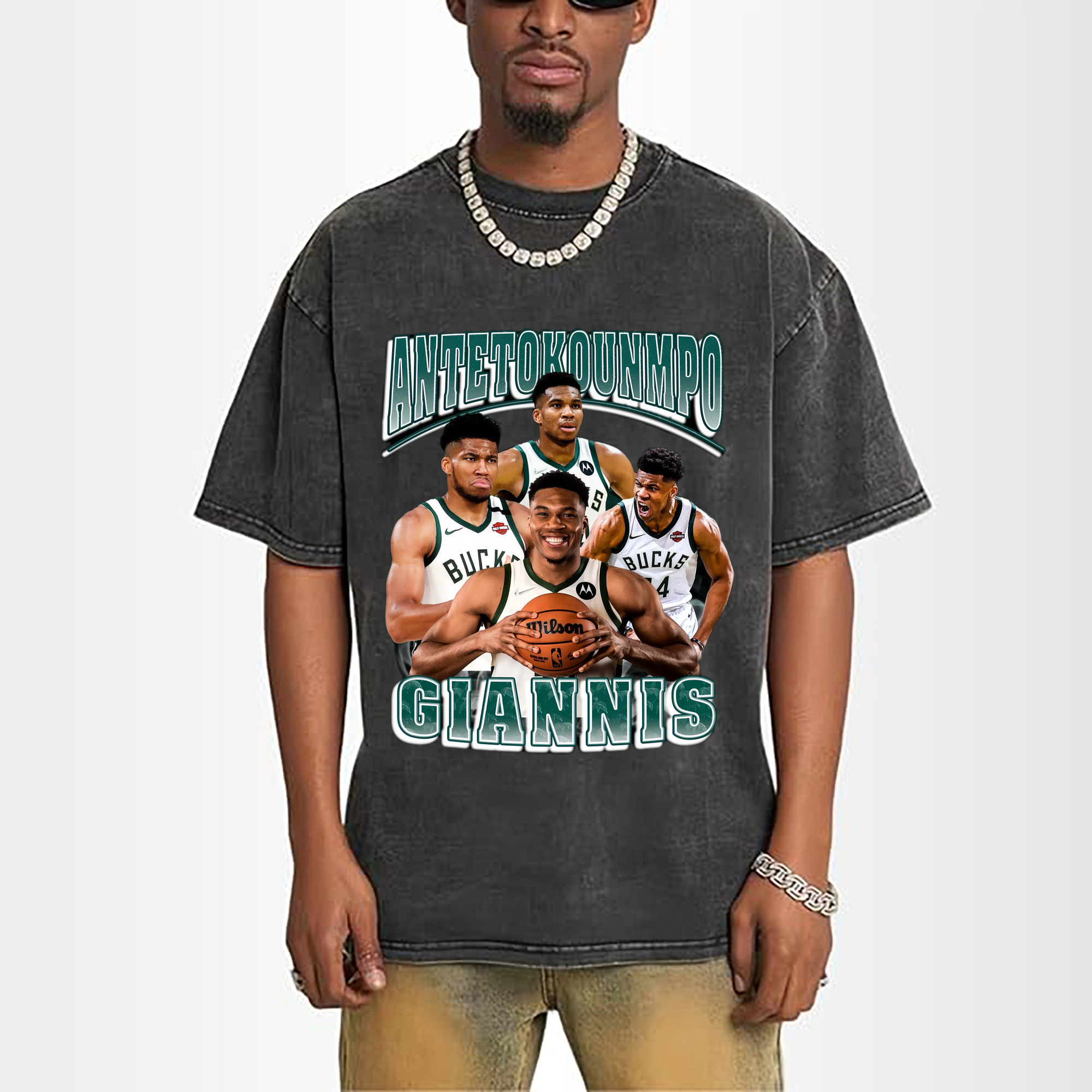 Giannis Antetokounmpo Retro collage T‑shirt