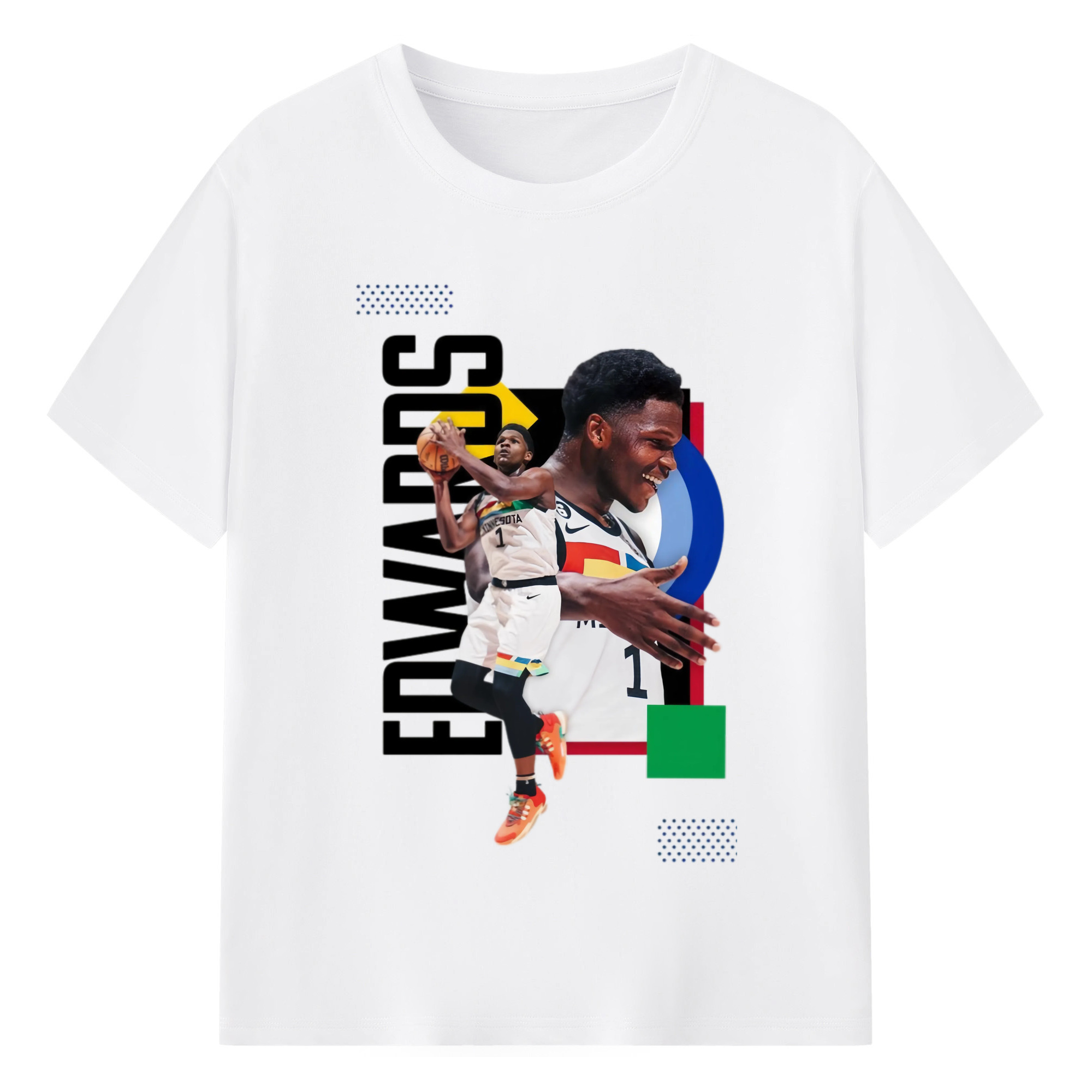 Timberwolves Anthony Edwards  #5 T‑Shirt - 180g Cotton T-Shirt With Front Heat Transfer Print – Soft, Lightweight, Fitted Design – Comfortable Casual Wear For Sports & Everyday Use