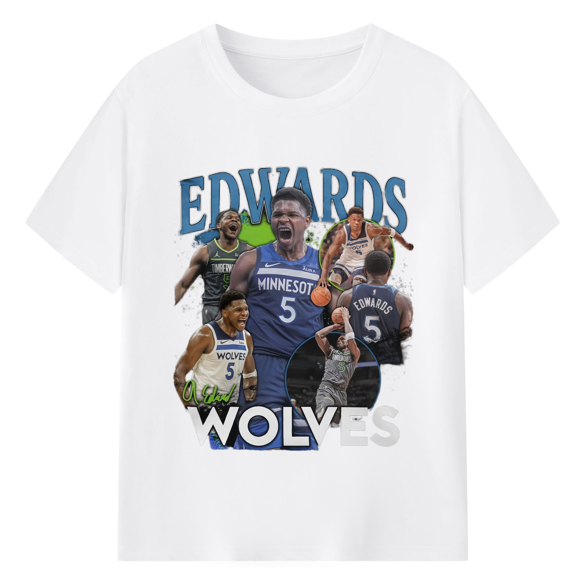 Anthony Edwards Timberwolves T‑Shirt - 180g Cotton T-Shirt With Front Heat Transfer Print – Soft, Lightweight, Fitted Design – Comfortable Casual Wear For Sports & Everyday Use