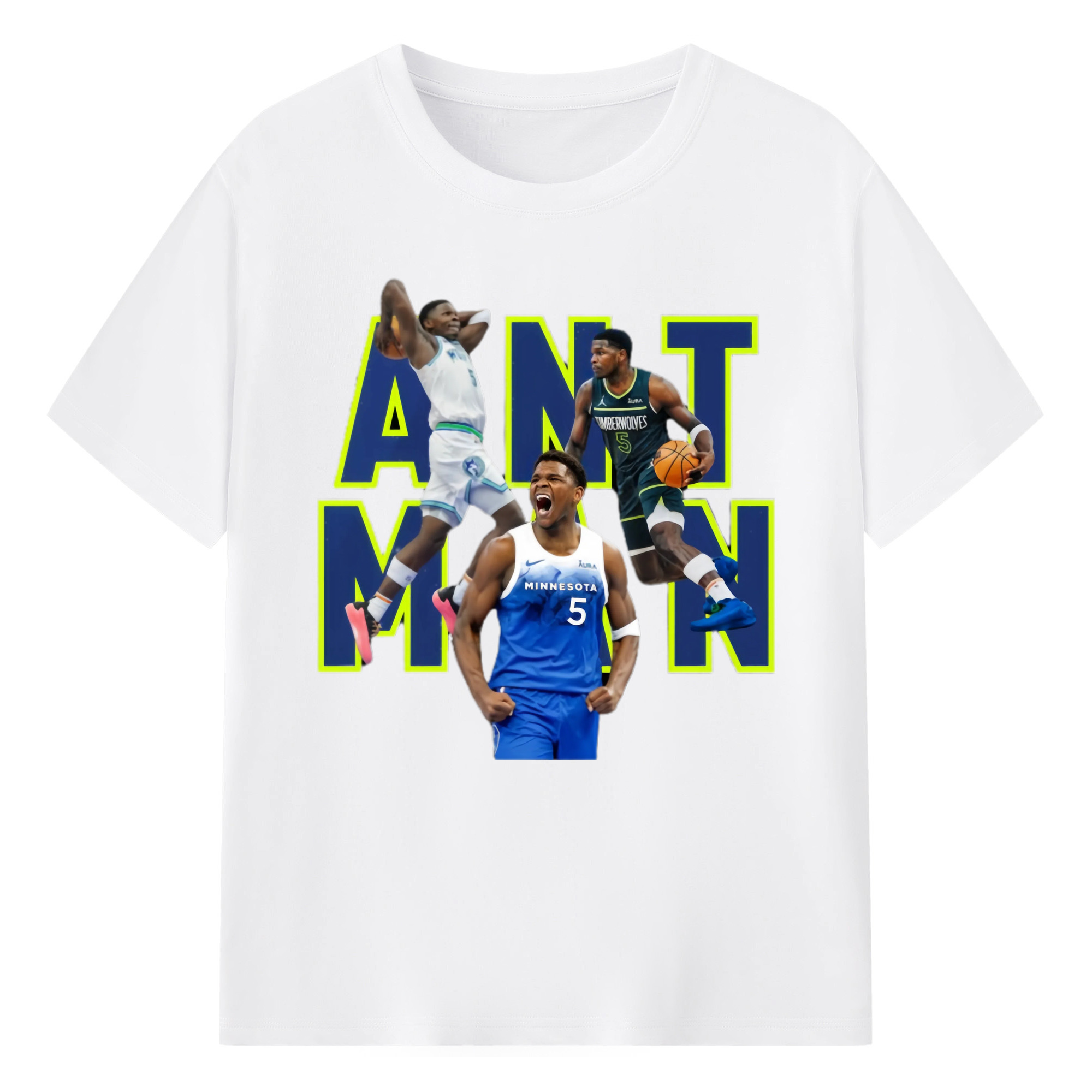 Anthony Edwards Timberwolves #5 T‑Shirt - 180g Cotton T-Shirt With Front Heat Transfer Print – Soft, Lightweight, Fitted Design – Comfortable Casual Wear For Sports & Everyday Use