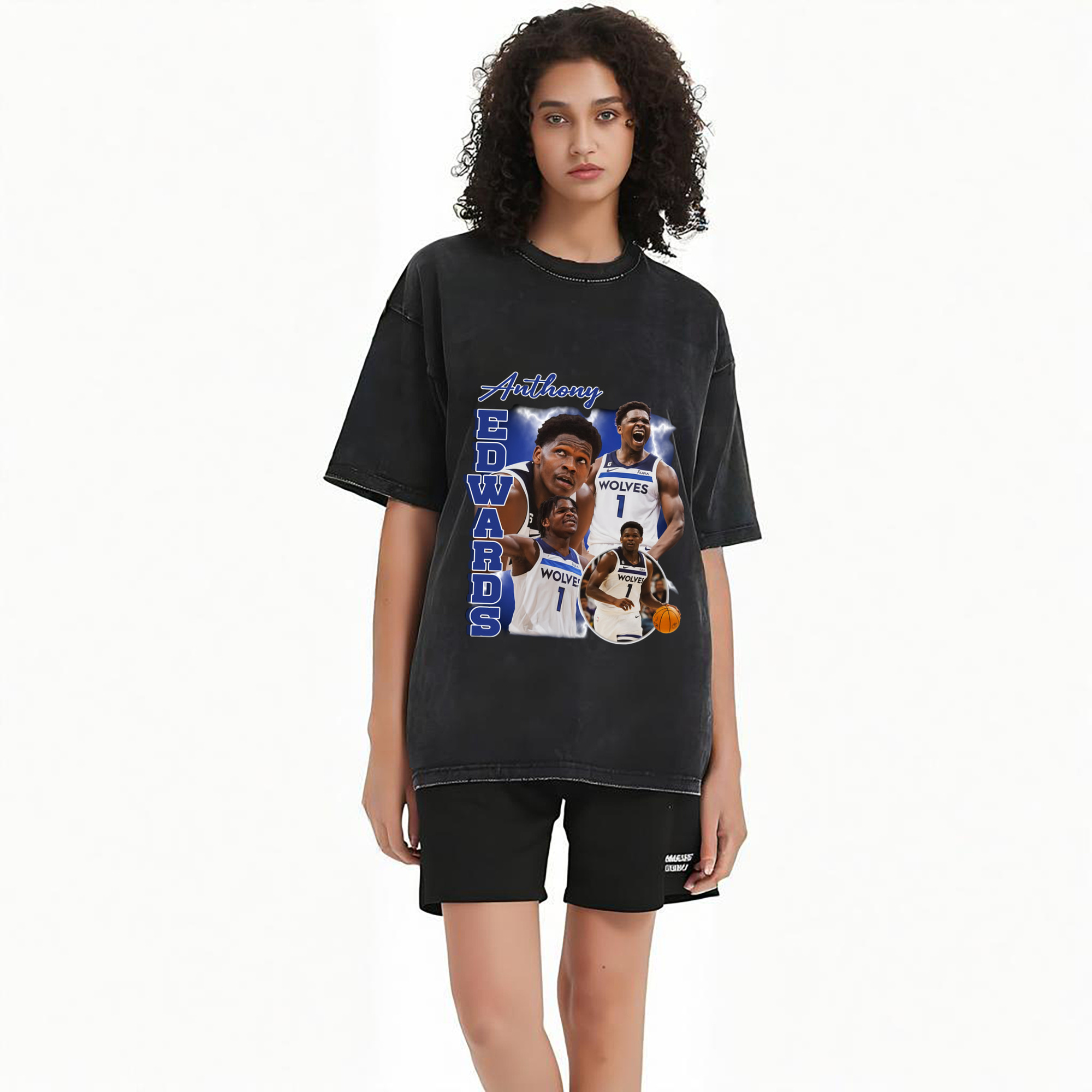 Anthony Edwards Timberwolves  collage graphic T-shirt