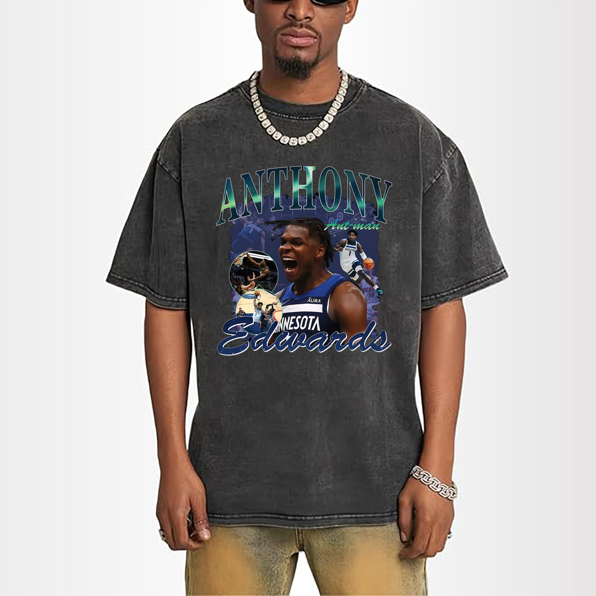 Anthony Edwards Timberwolves  collage graphic Tee