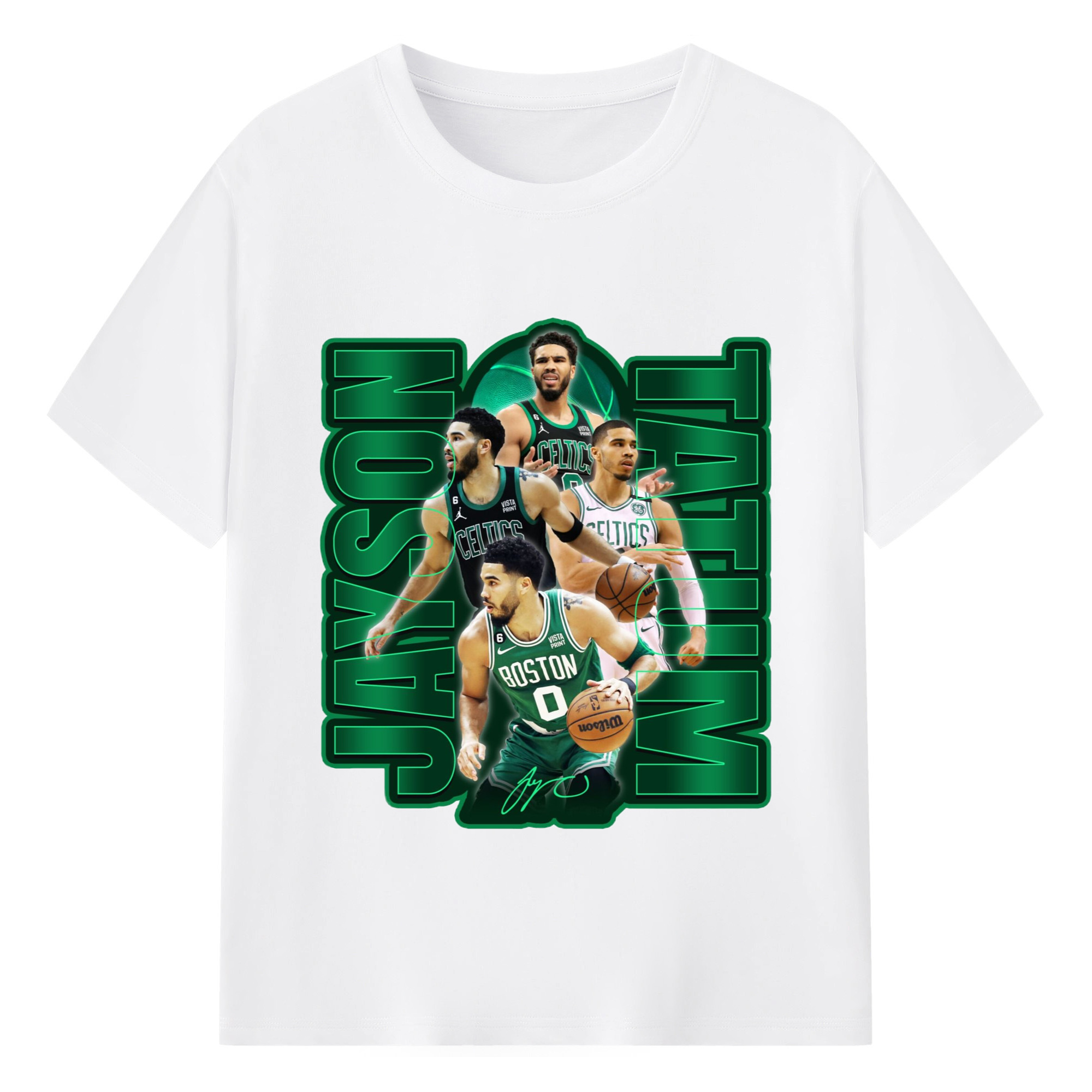 Jayson Tatum cartoon #0 collage icon T-shirt - 180g Cotton T-Shirt With Front Heat Transfer Print – Soft, Lightweight, Fitted Design – Comfortable Casual Wear For Sports & Everyday Use