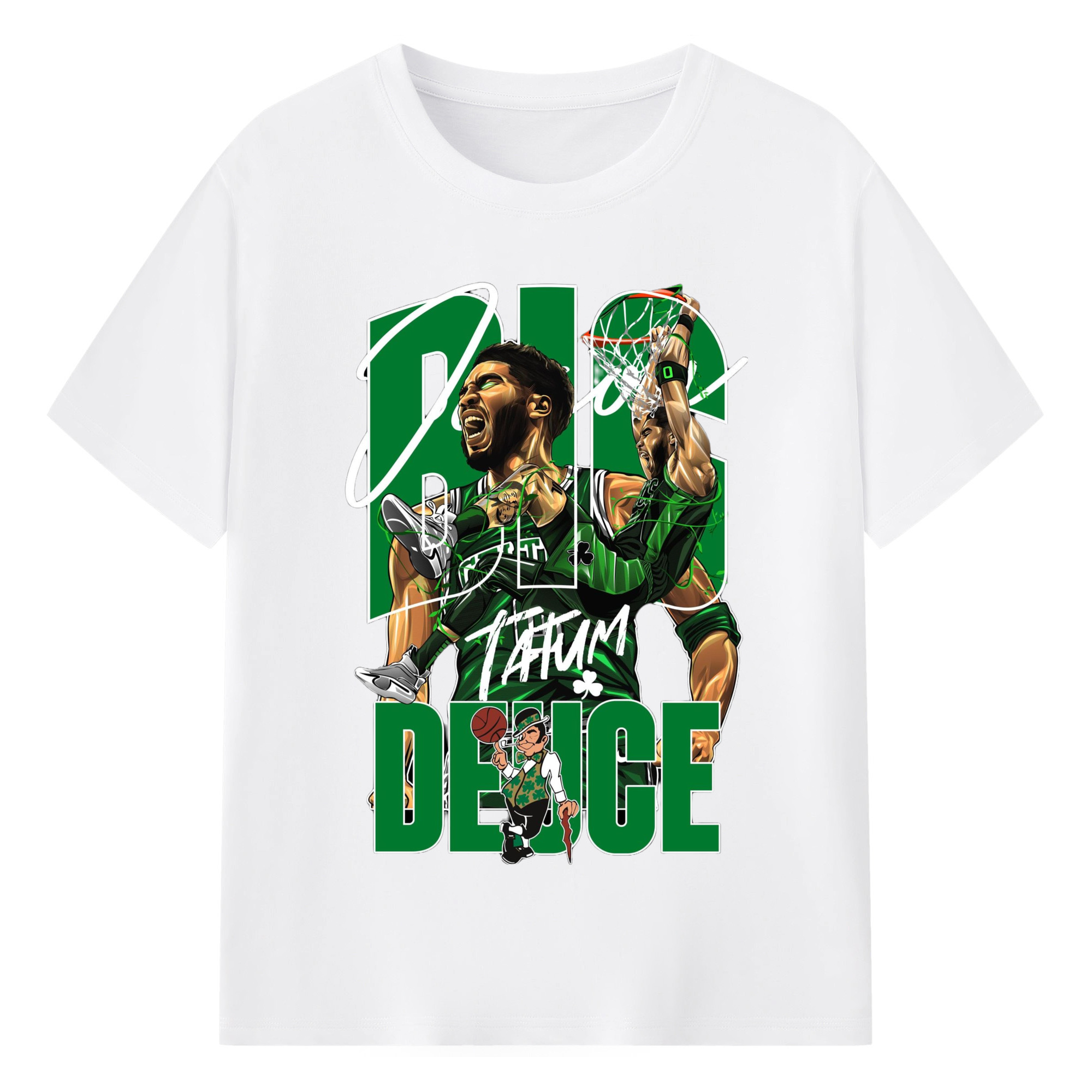 Jayson Tatum cartoon collage graphic T-shirt - 180g Cotton T-Shirt With Front Heat Transfer Print – Soft, Lightweight, Fitted Design – Comfortable Casual Wear For Sports & Everyday Use
