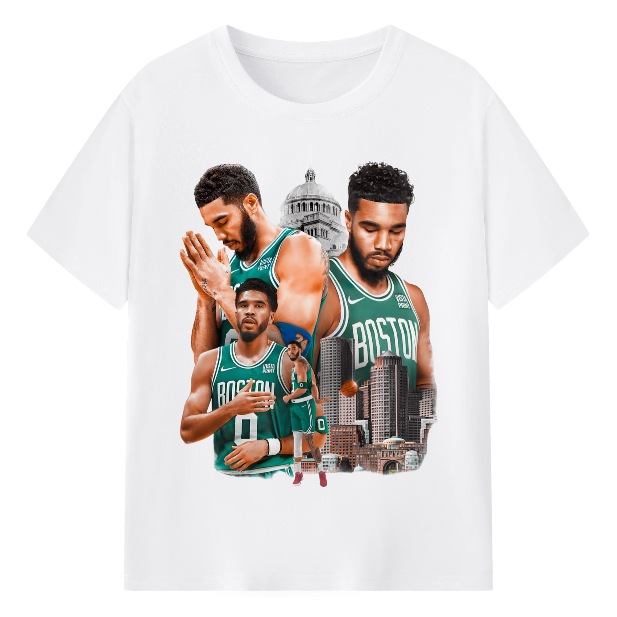 Jayson Tatum Urban Background graphic T-shirt - 180g Cotton T-Shirt With Front Heat Transfer Print – Soft, Lightweight, Fitted Design – Comfortable Casual Wear For Sports & Everyday Use