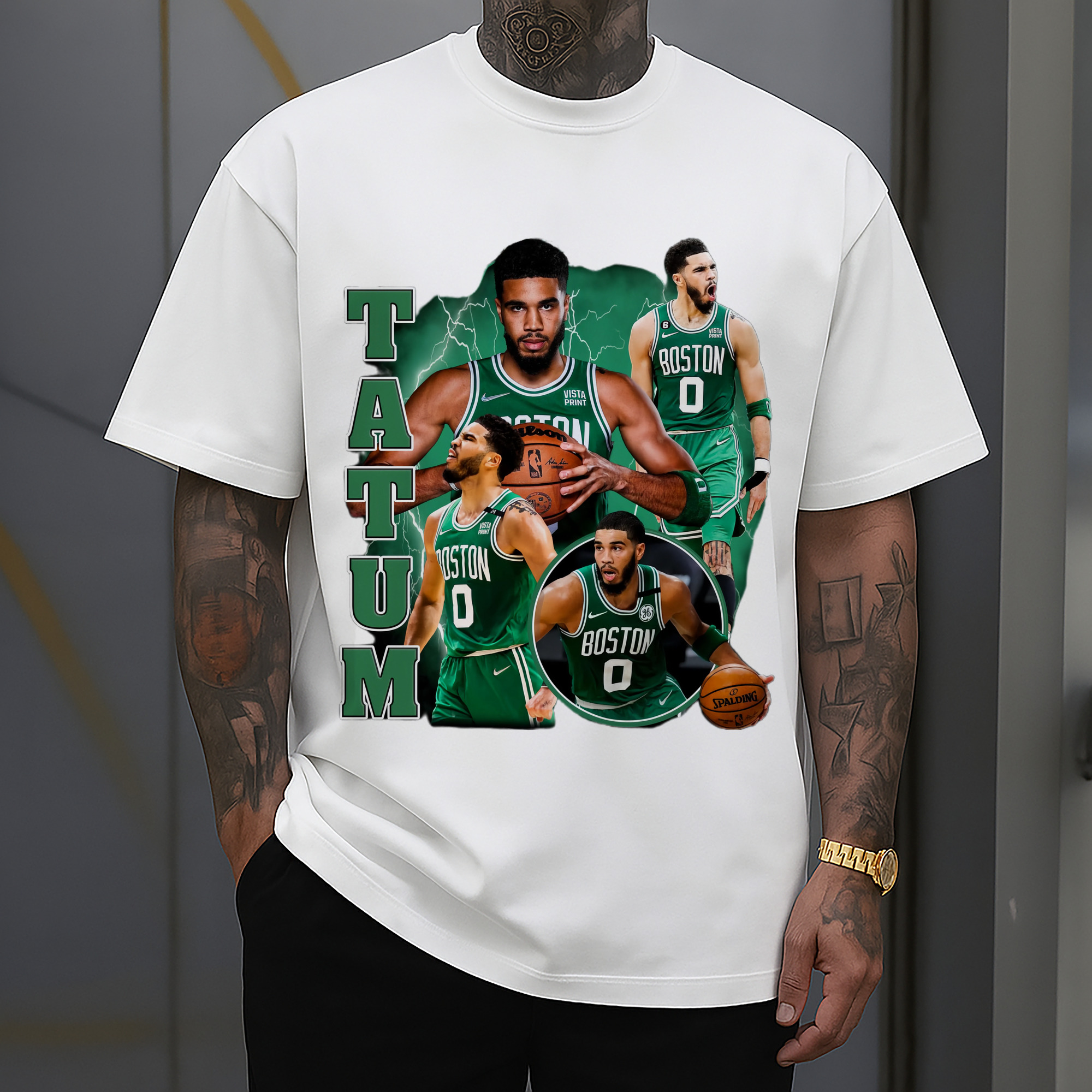 Jayson Tatum #0 Celtics collage graphic Tee