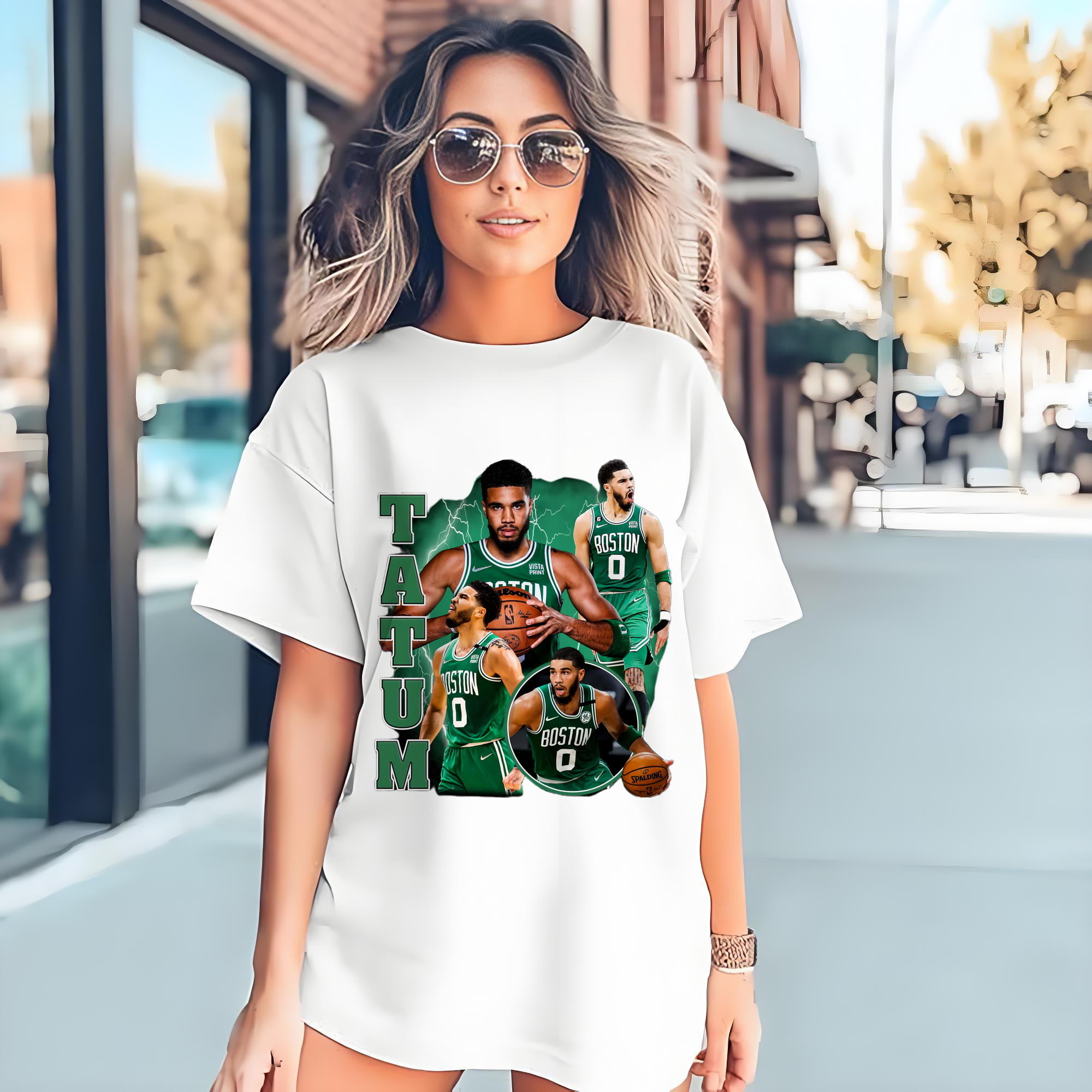 Jayson Tatum #0 Celtics collage graphic Tee