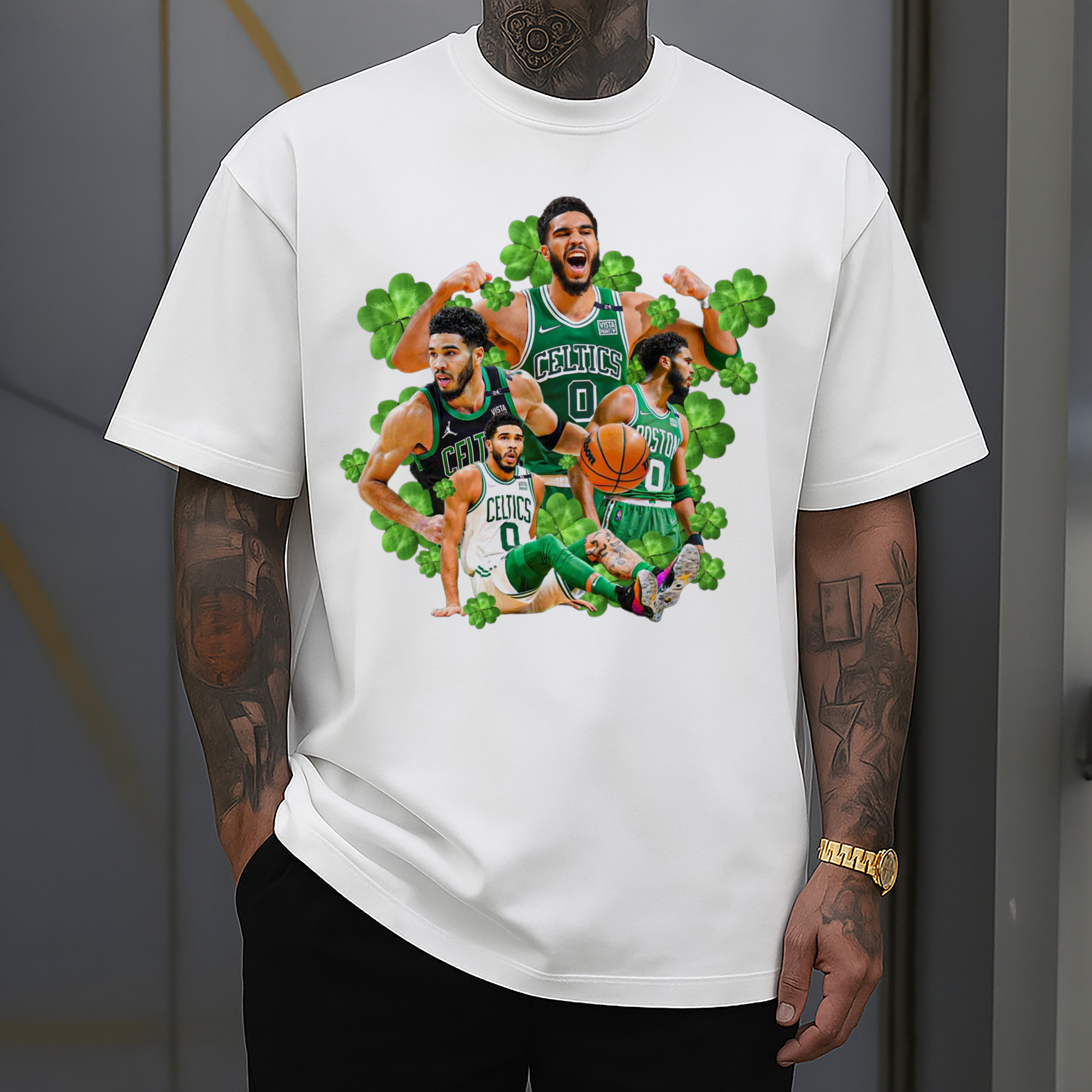 Jayson Tatum cartoon #0 collage graphic T-shirt