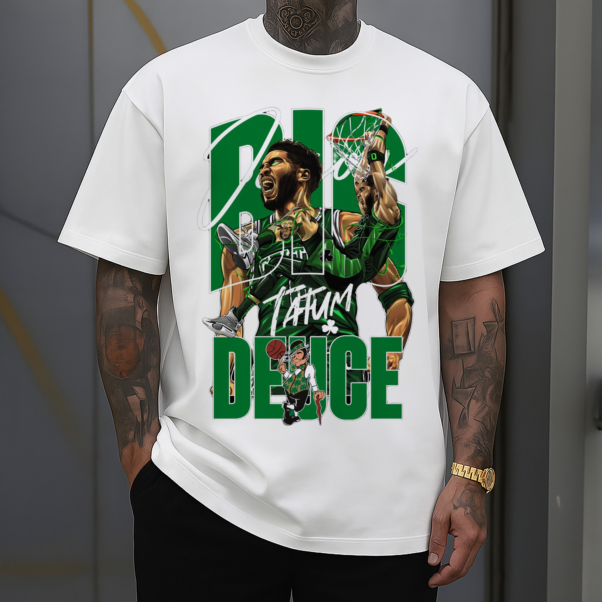 Jayson Tatum cartoon collage graphic T-shirt