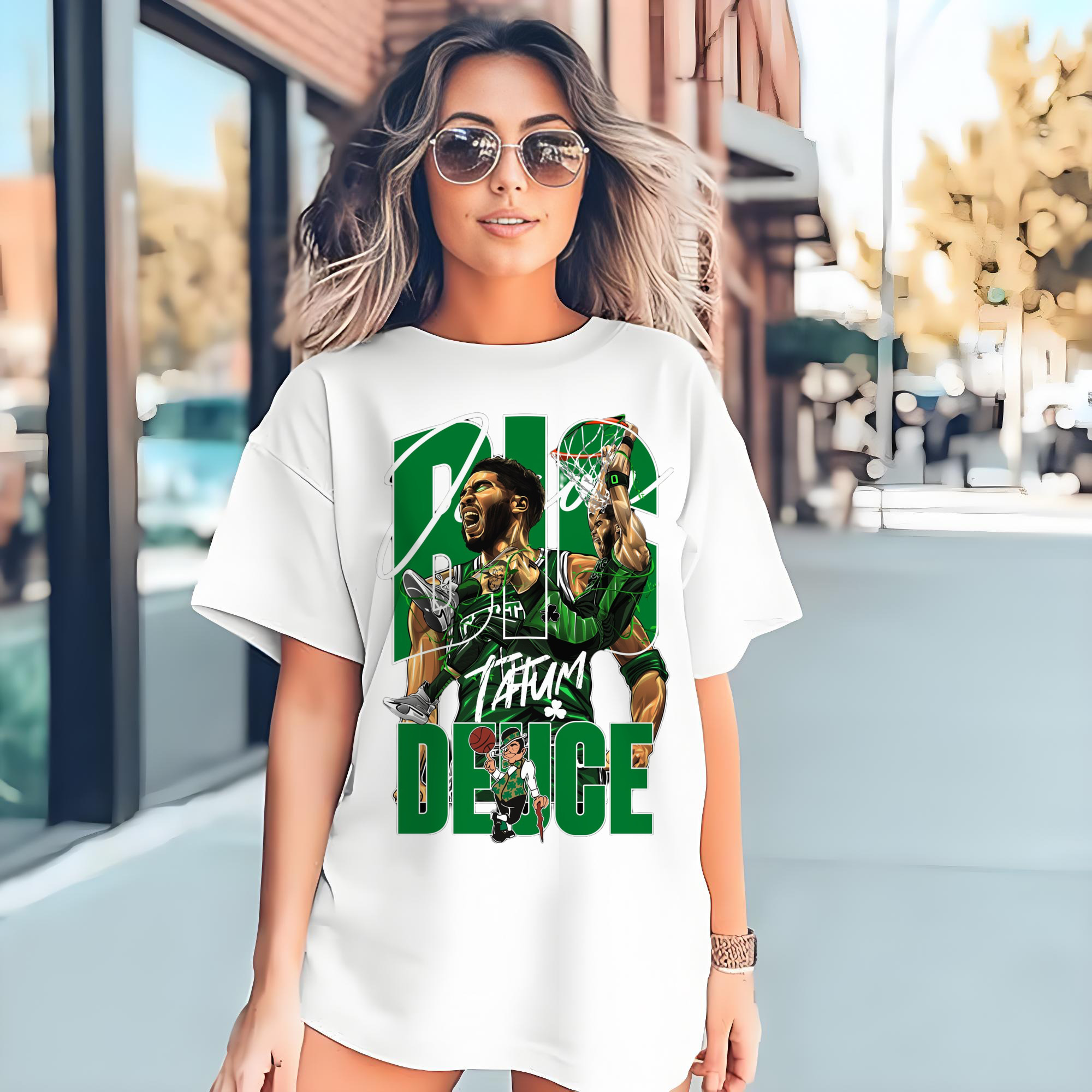 Jayson Tatum cartoon collage graphic T-shirt