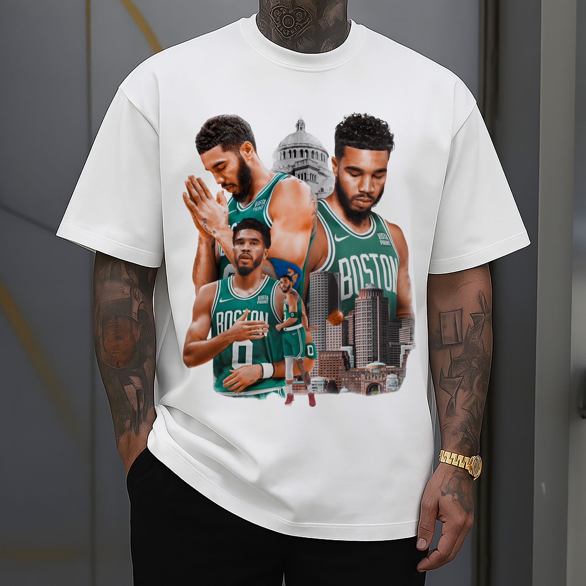 Jayson Tatum Urban Background graphic T-shirt