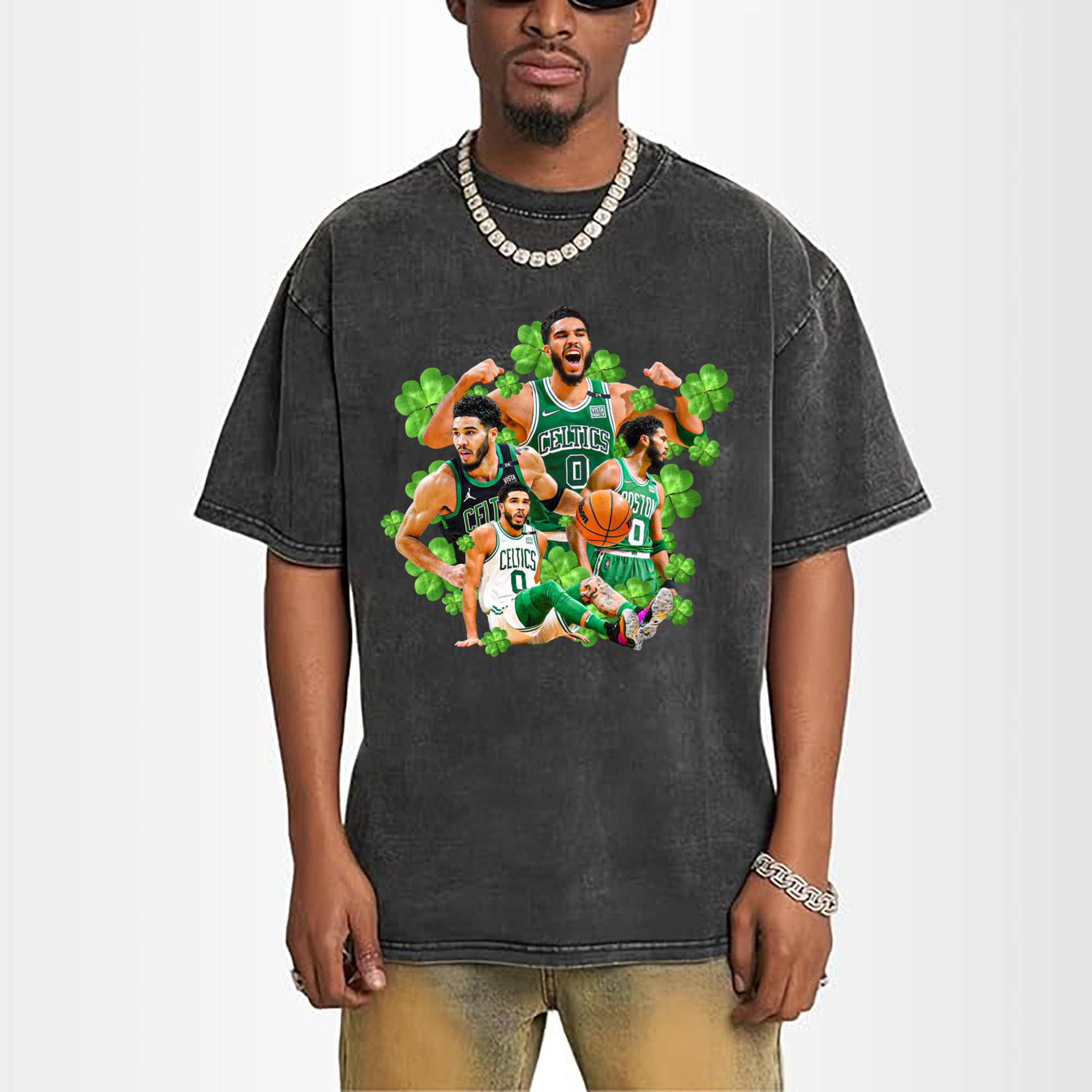 Jayson Tatum cartoon #0 collage graphic T-shirt