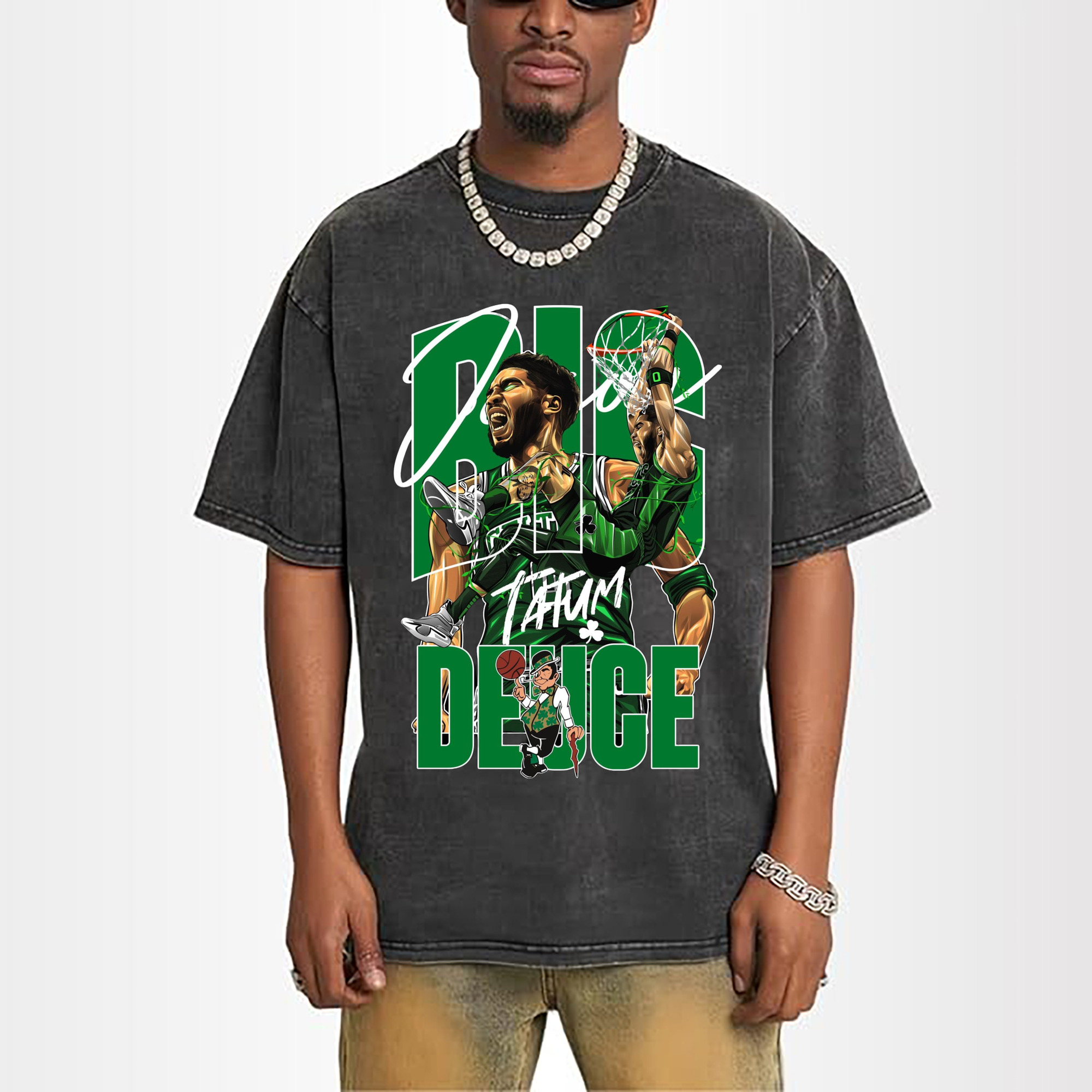Jayson Tatum cartoon collage graphic T-shirt