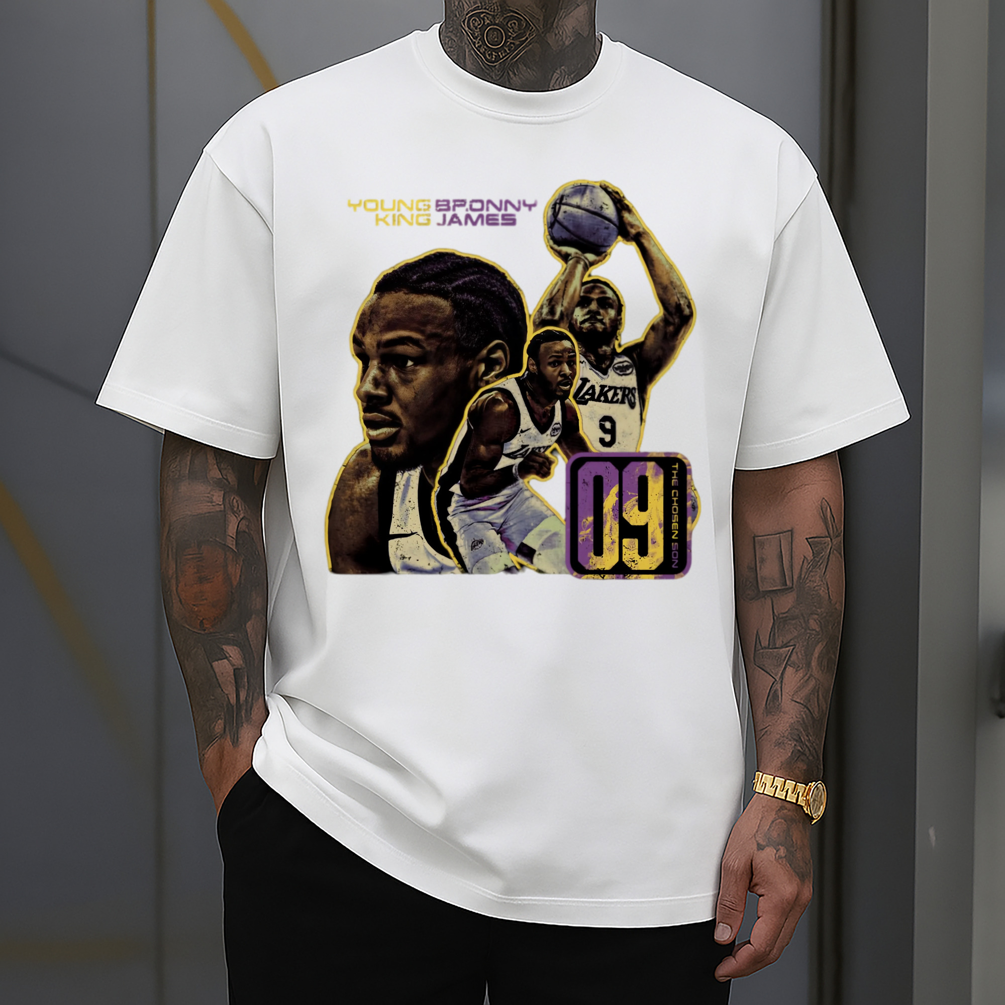Bronny James #9 Lakers &#039;graphic T-shirt
