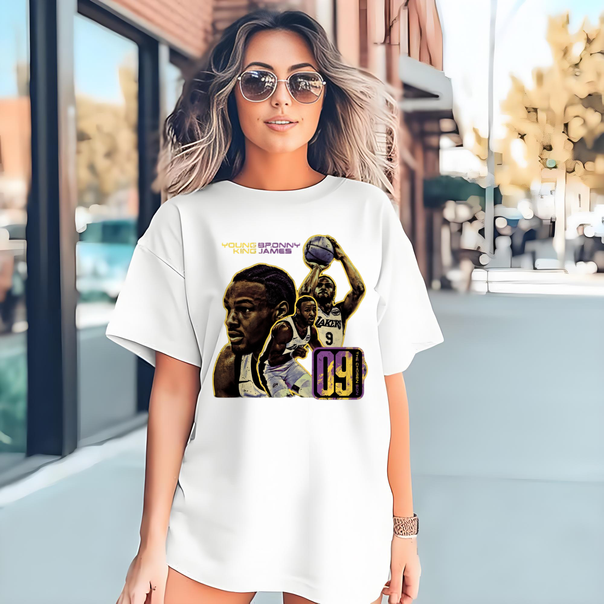 Bronny James #9 Lakers &#039;graphic T-shirt